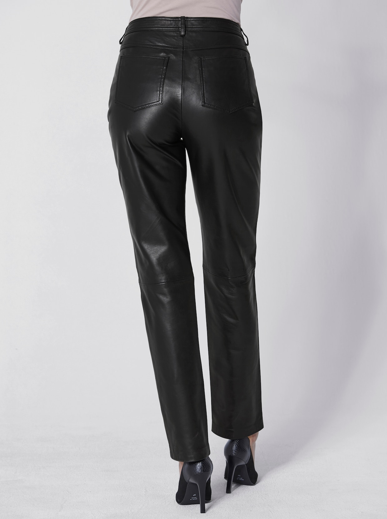 CREATION L PREMIUM Pantalon cuir agneau nappa - noir