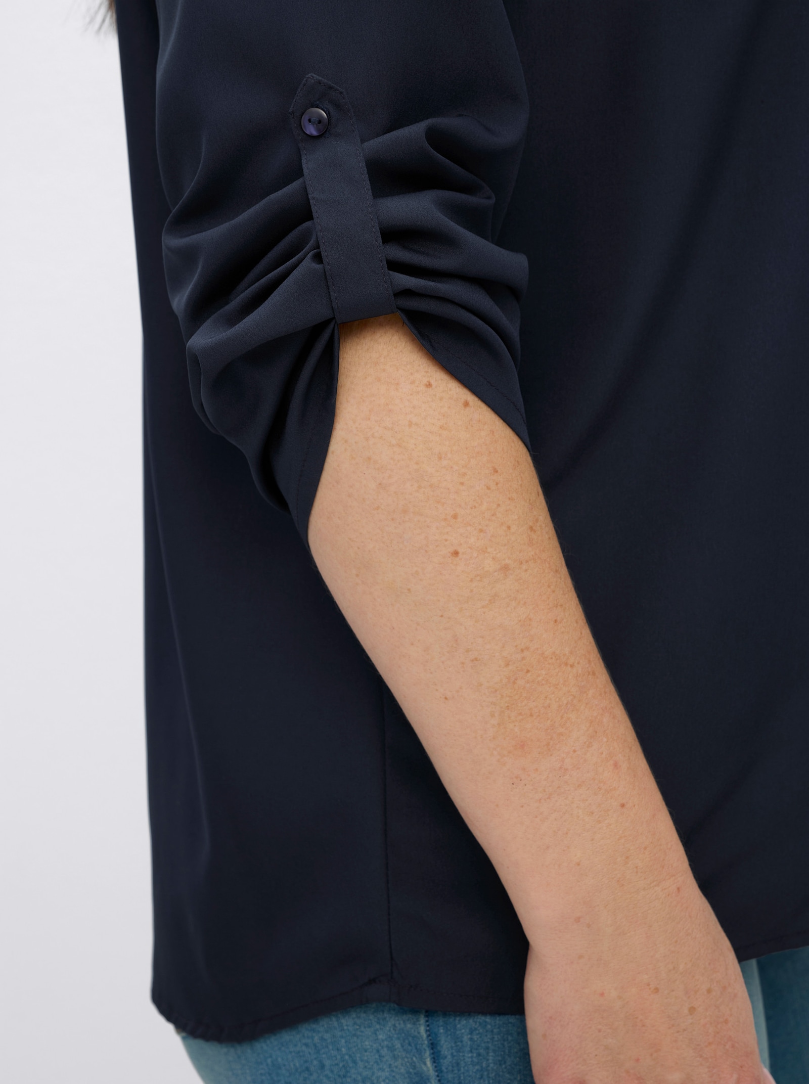 Longbluse mit verlängertem Rückenteil - blau