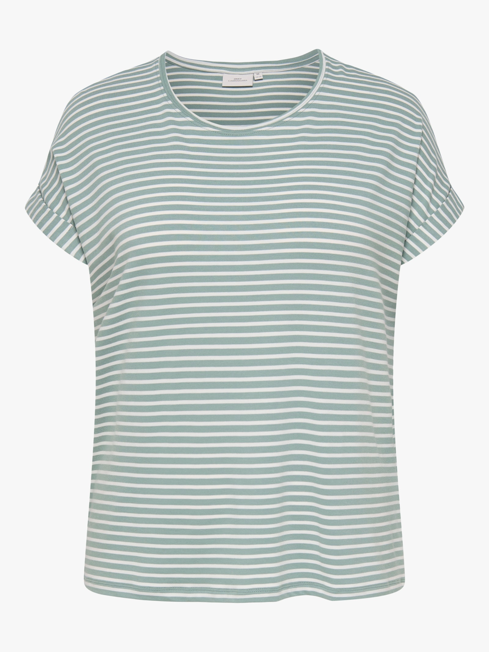 ONLY CARMAKOMA Kurzarmshirt - jadeite stripes:cloud dancer