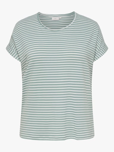 ONLY CARMAKOMA Kurzarmshirt - jadeite stripes:cloud dancer