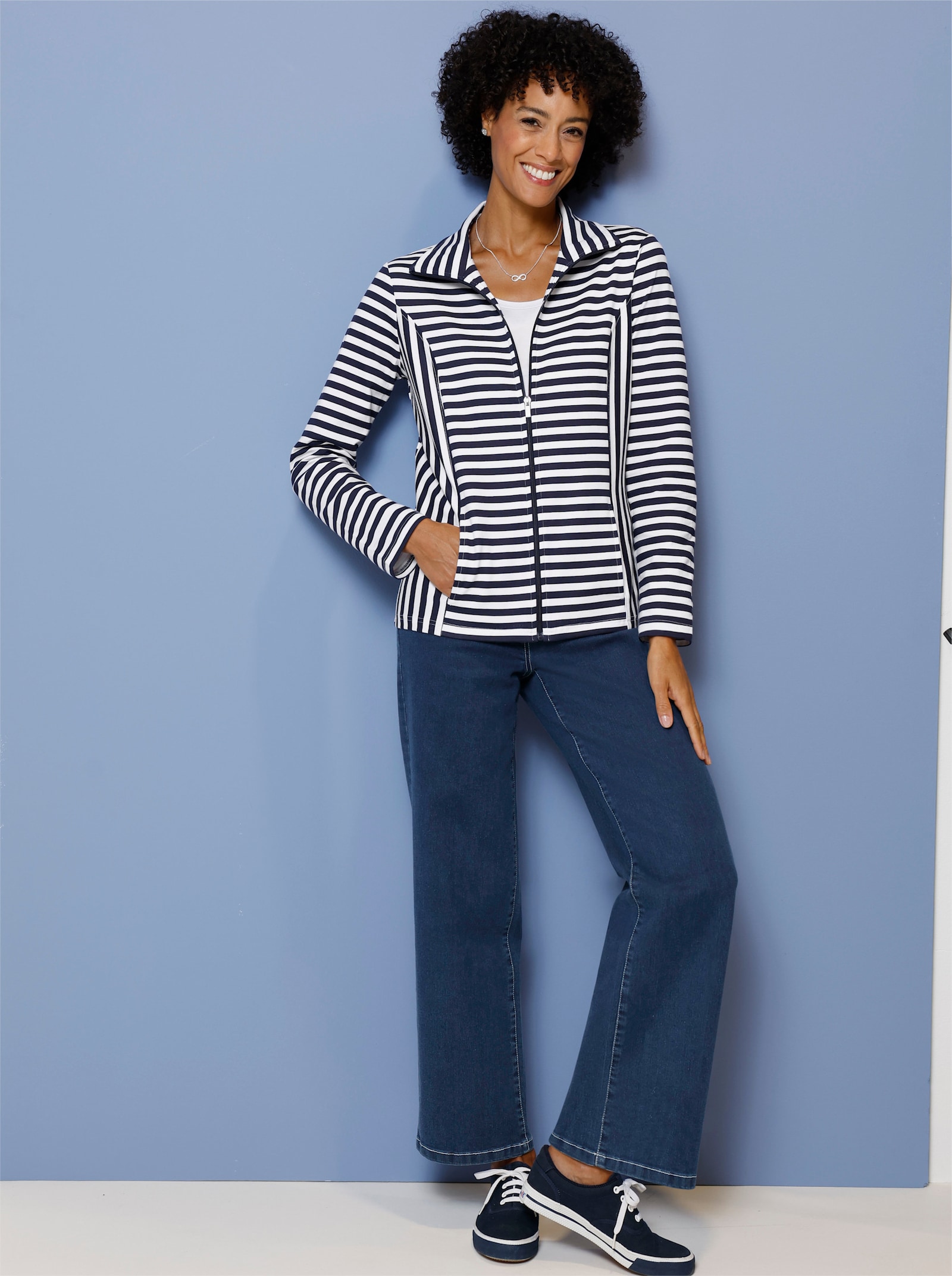 Schlupfjeans in knöchelfreier Länge - blue-stone-washed