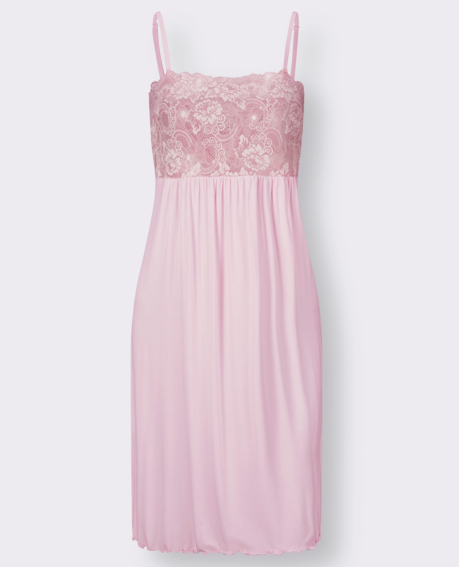 Nočná košeľa, čipková vsádka - svetloružová