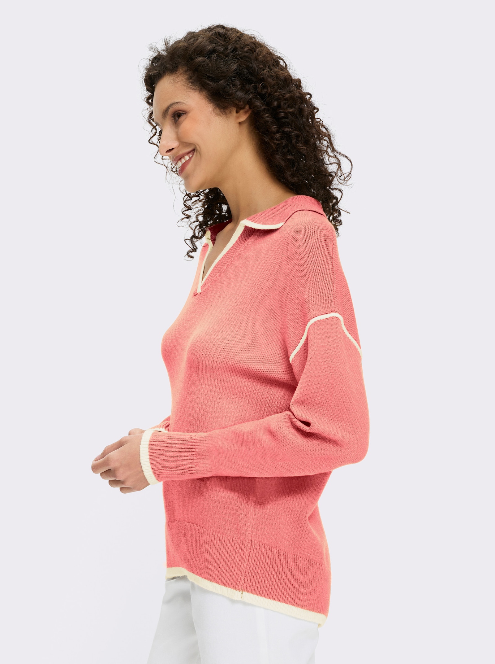 heine Pull polo avec détails contrastés - rose flamant