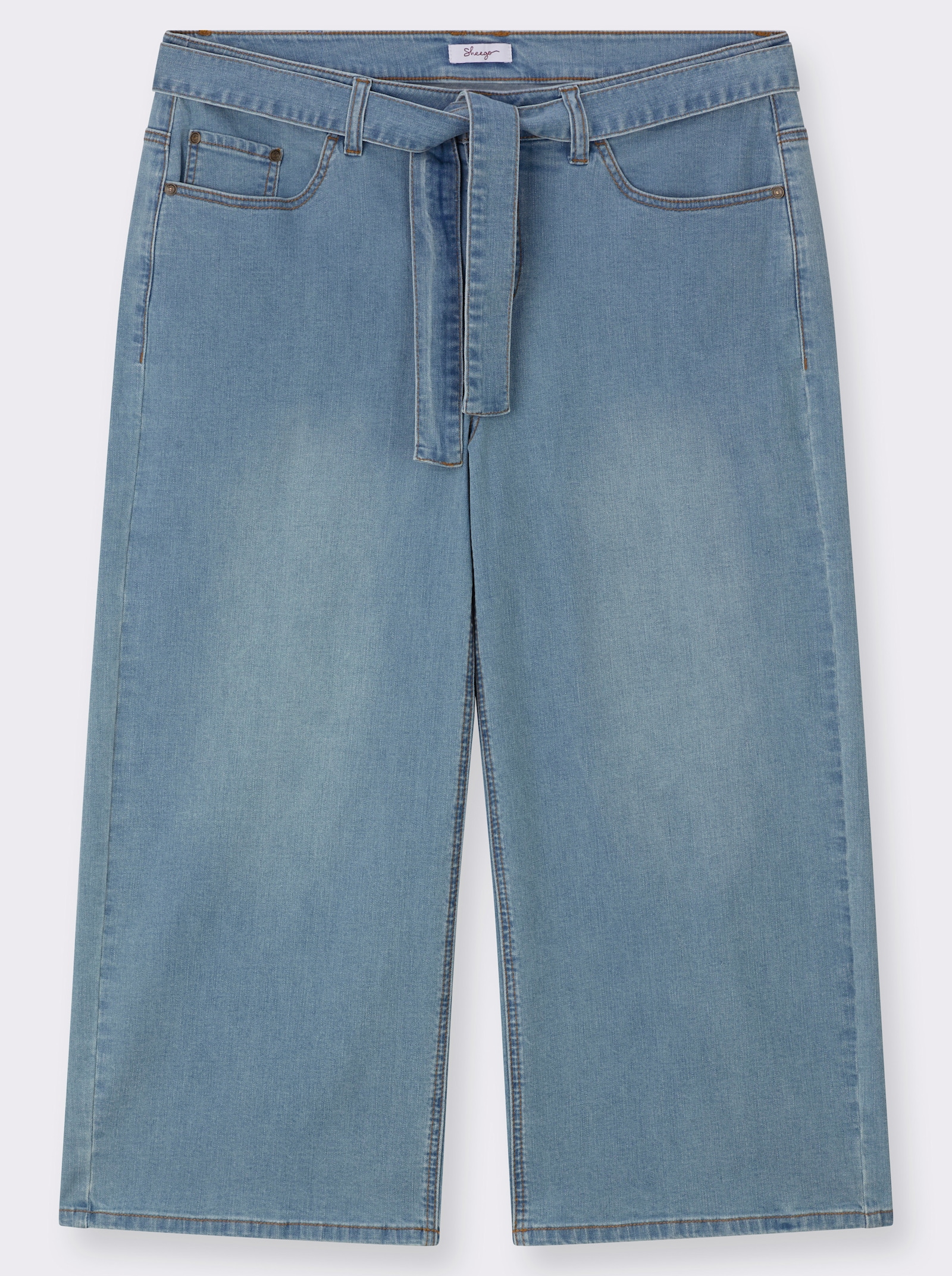 sheego 7/8-Jeans mit weiten Beinen - blue-bleached