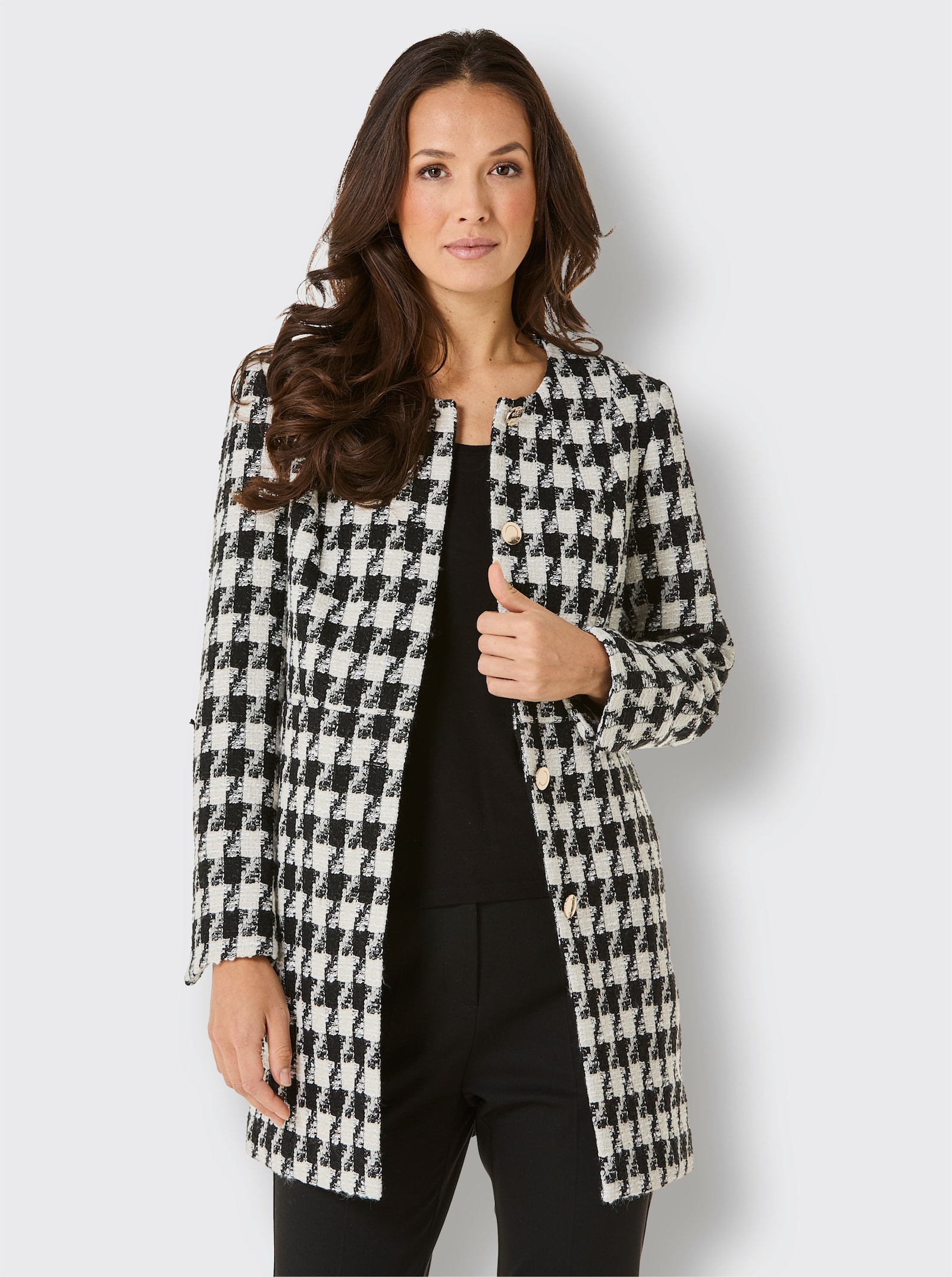 CREATION L PREMIUM Jacquardblazer mit 40% Wolle - schwarz-ecru