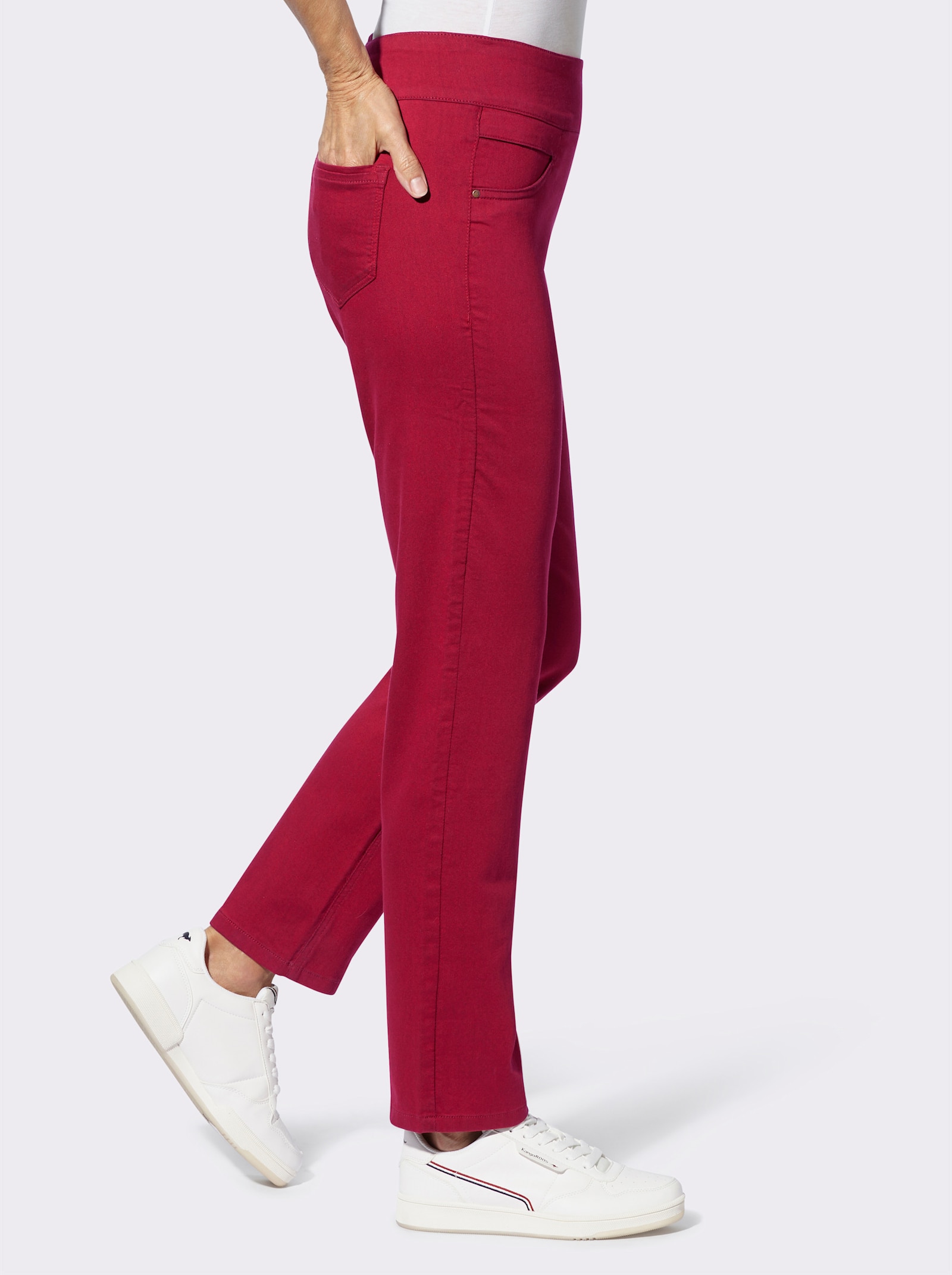 Comfortbroek met hoge comfortband - rood