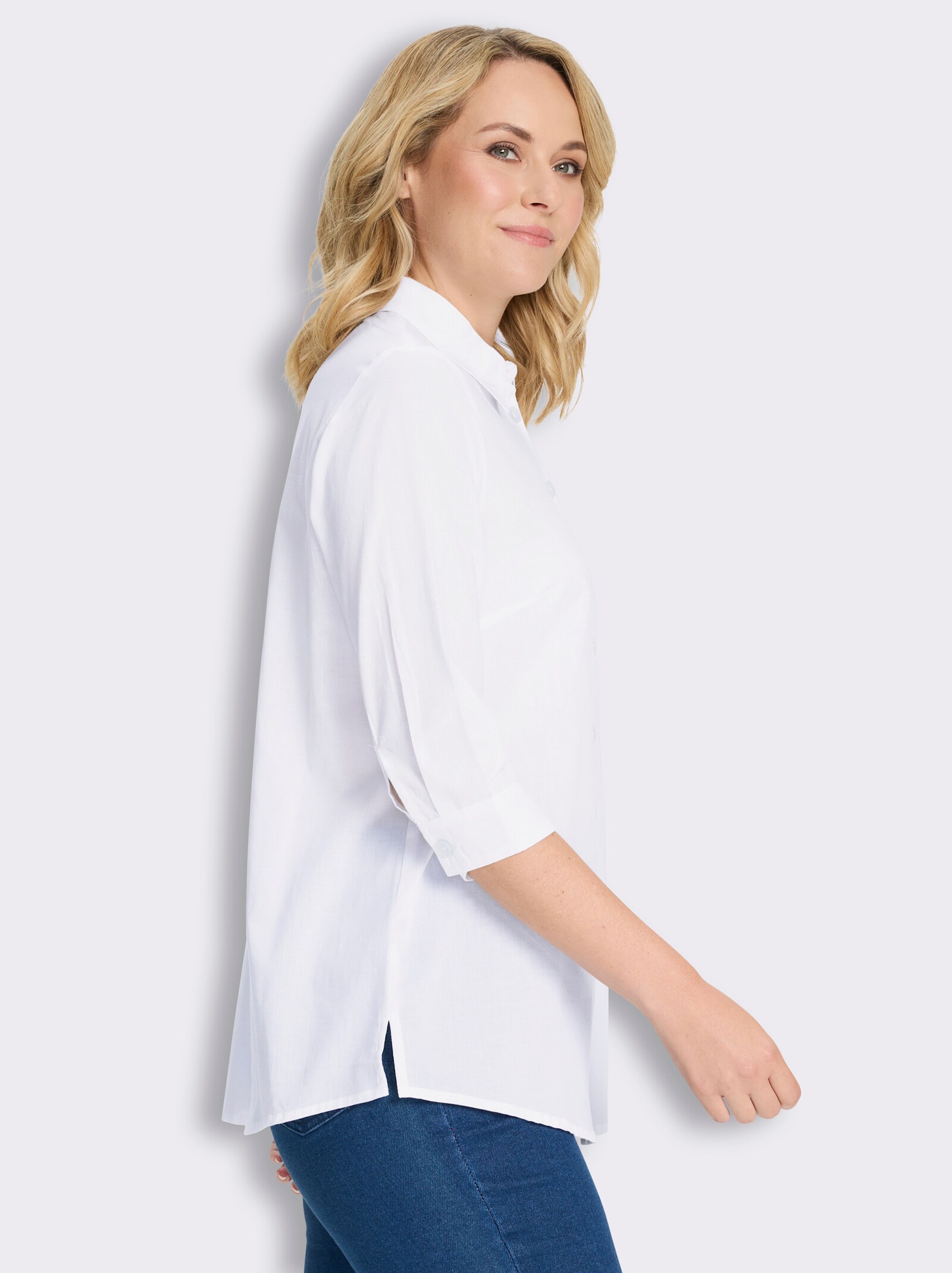 Longbluse mit Seitenschlitzen - ecru