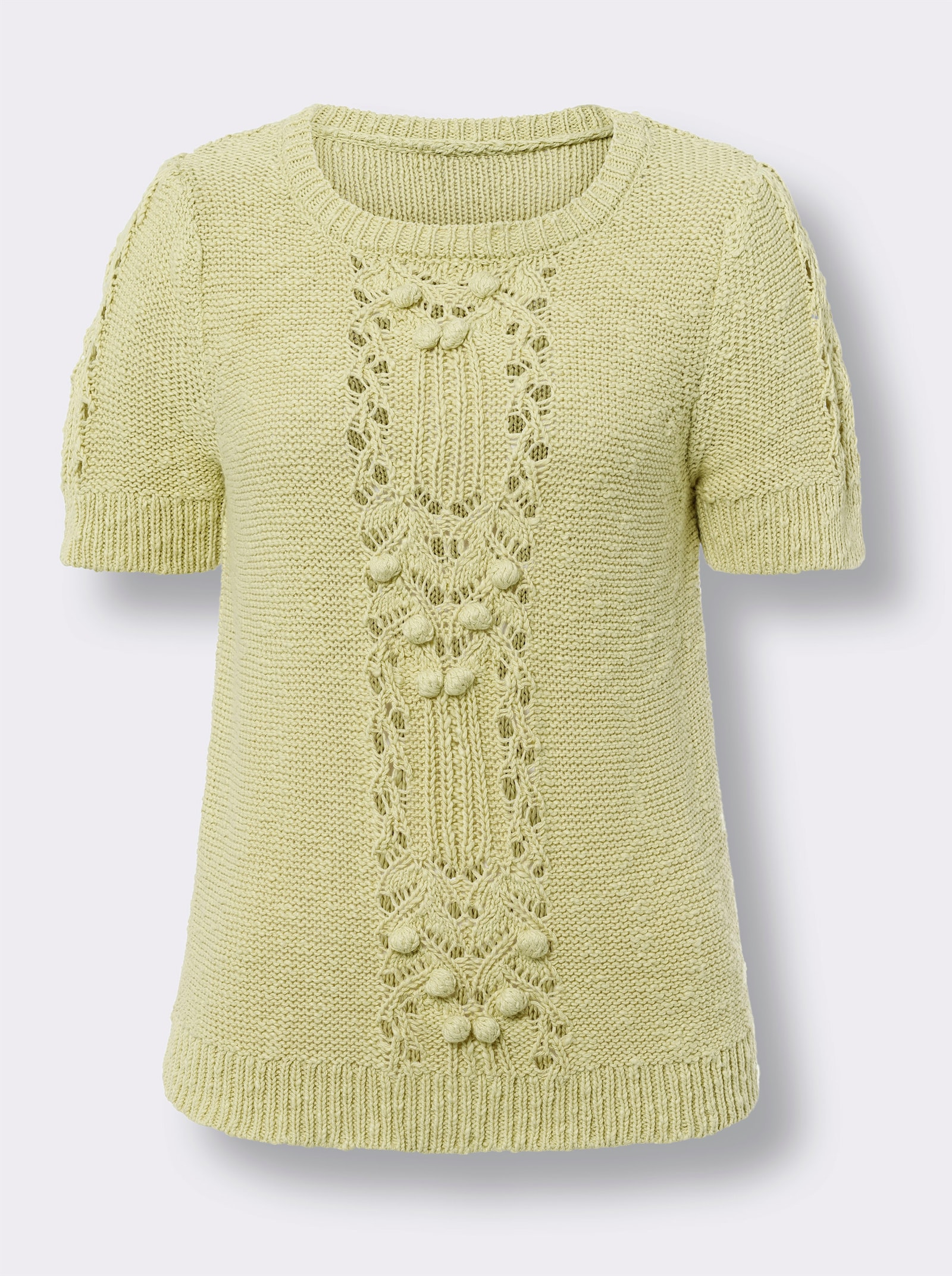 heine Pullover met korte mouwen in een tricotmix - pistache