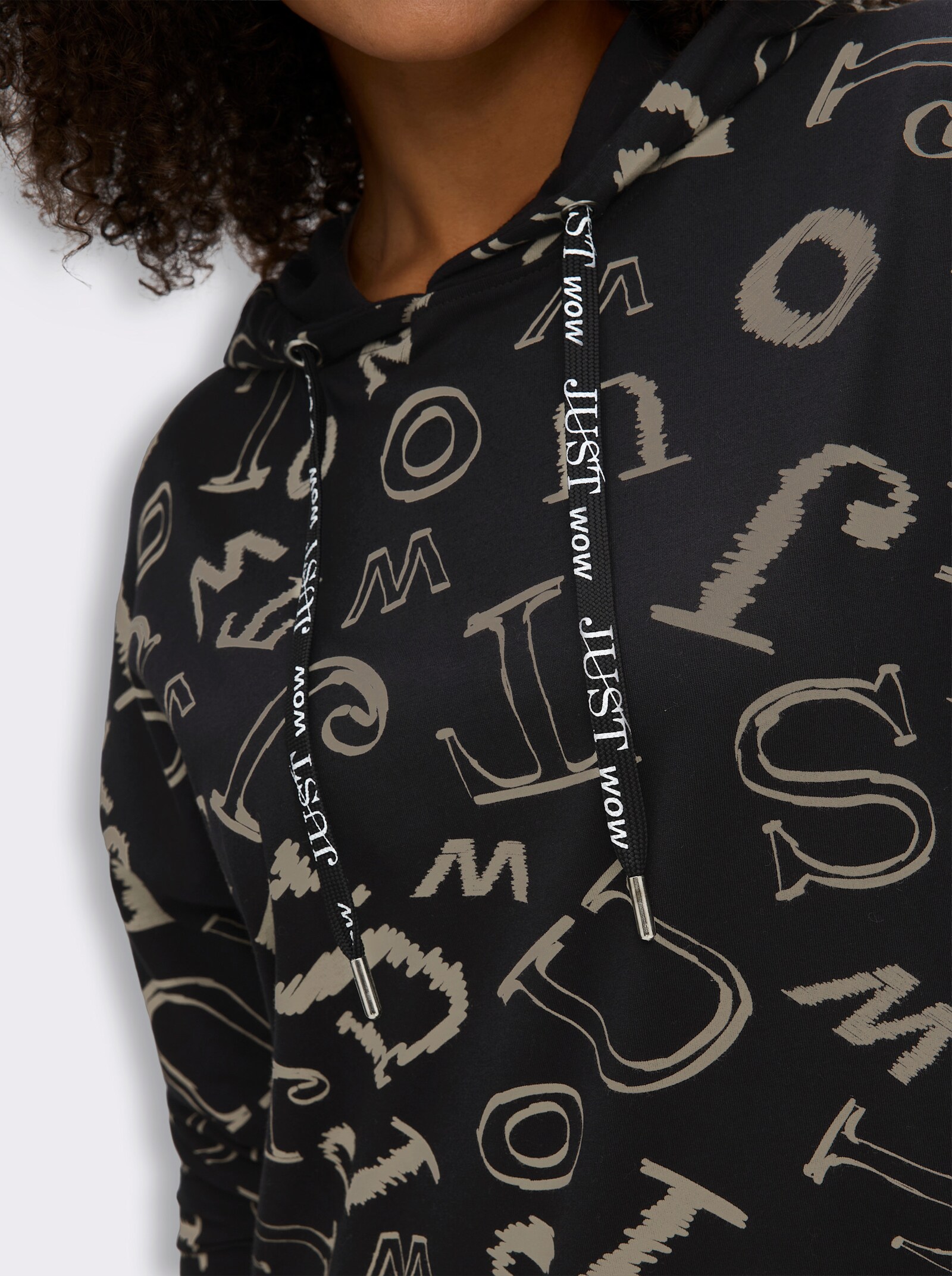 Longshirt im Lettering-Dessin - schwarz-schlamm