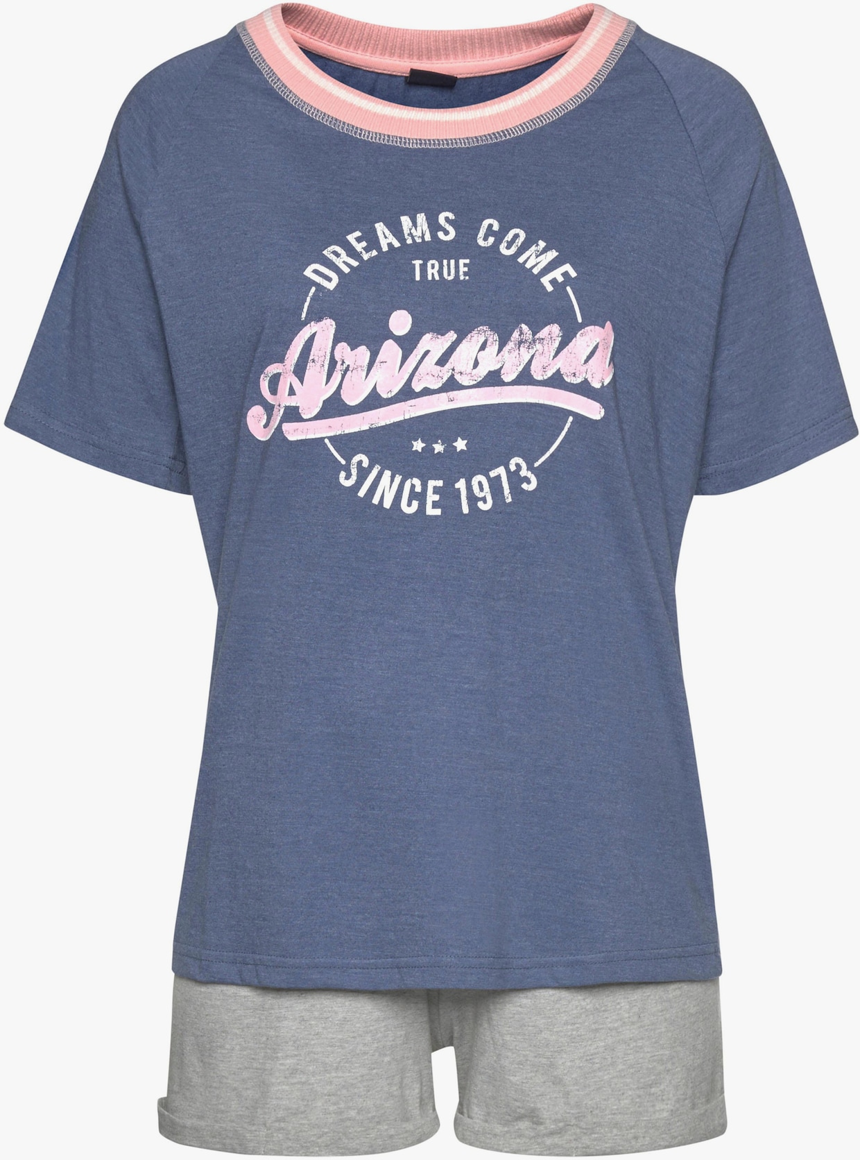 Arizona shortama - blauw gemêleerd/grijs gemêleerd