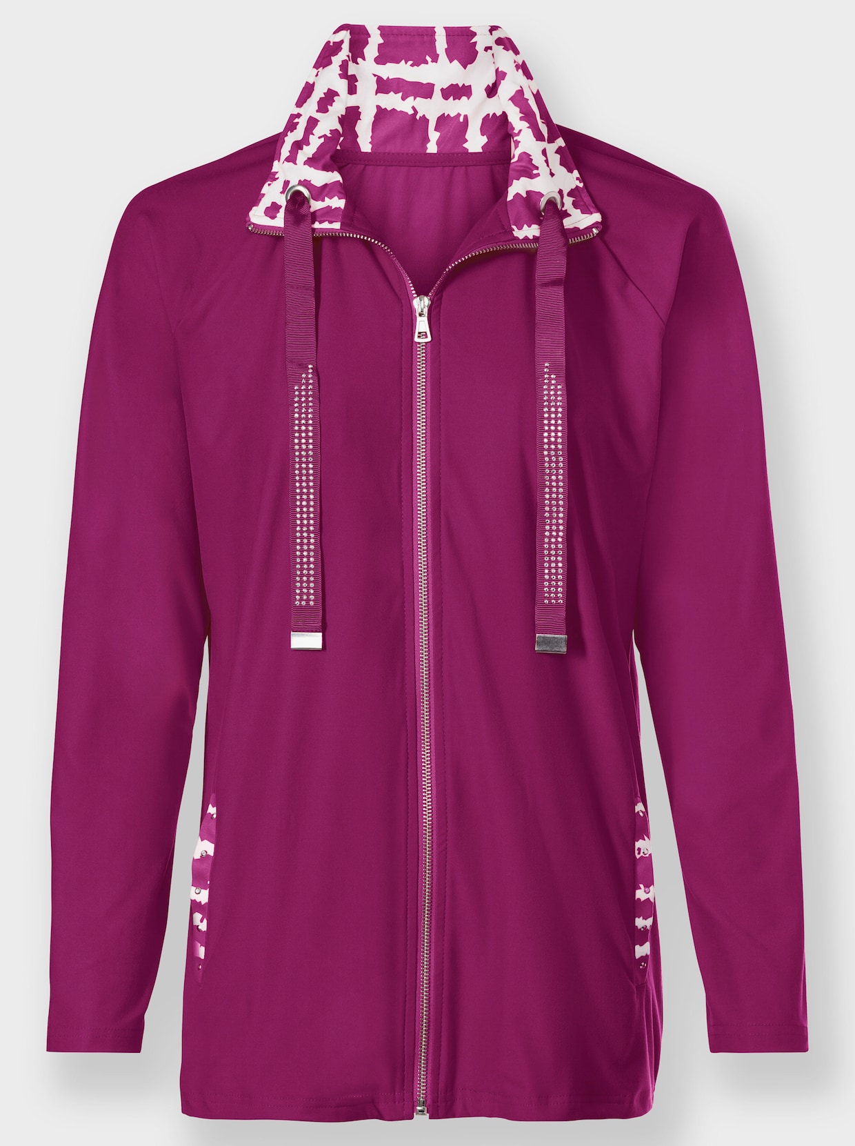 Shirtjacke - magenta-ecru-gemustert