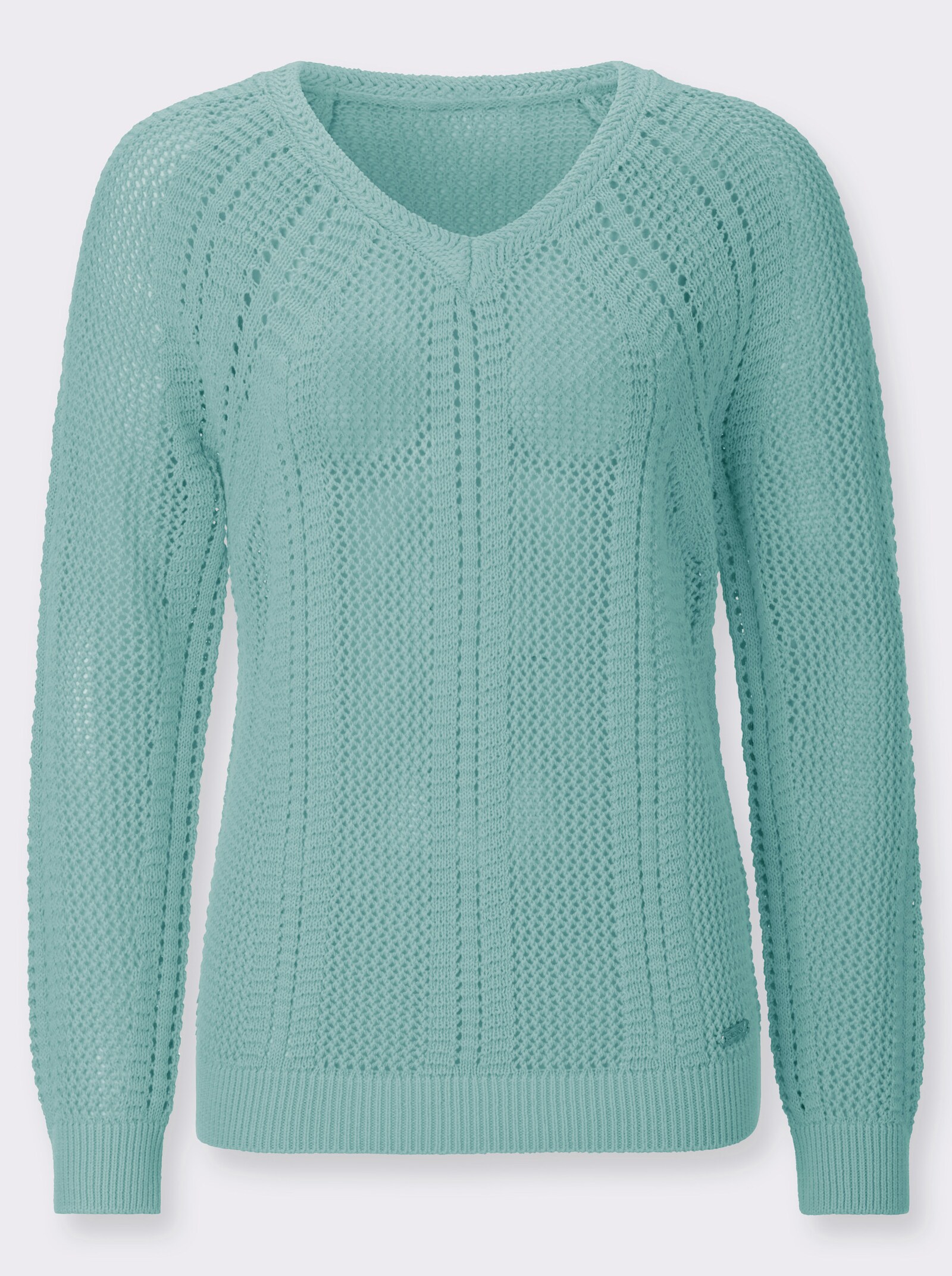Ajourpullover mit Raglanärmel - mint