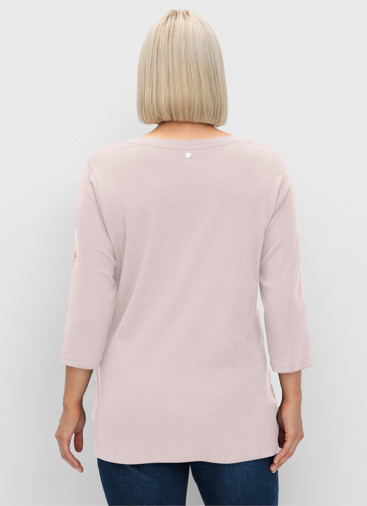 sheego 3/4-Arm-Shirt mit Henleykragen - hellrosé