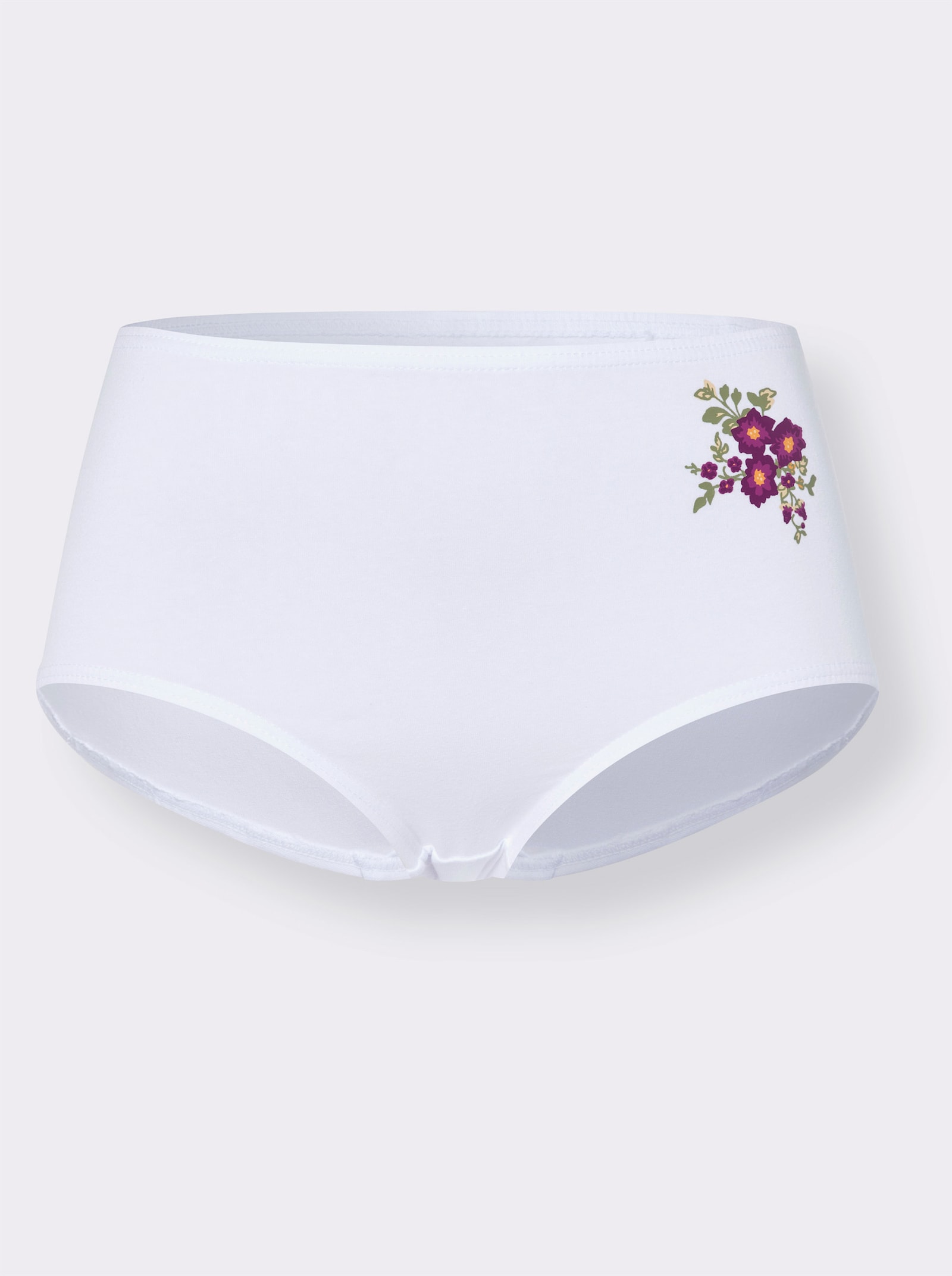 Taillenslip mit Blütenmotiv - marine + weiß + lila