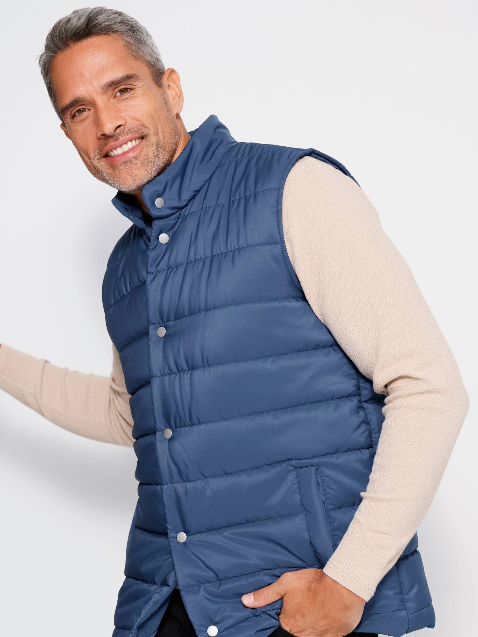 Bodywarmer met opstaande kraag - jeansblauw