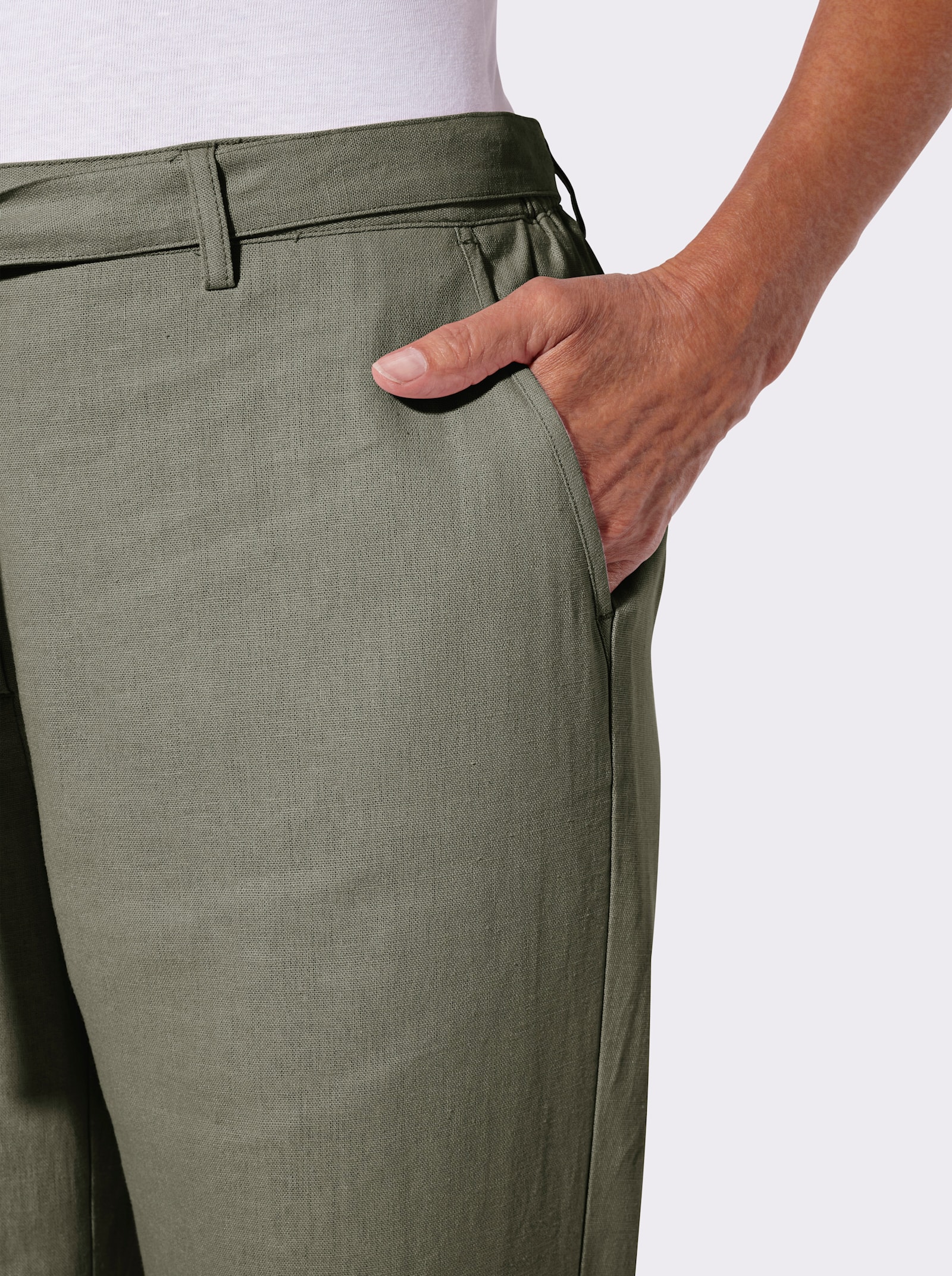 Hose mit abnehmbarem Bindegürtel - khaki