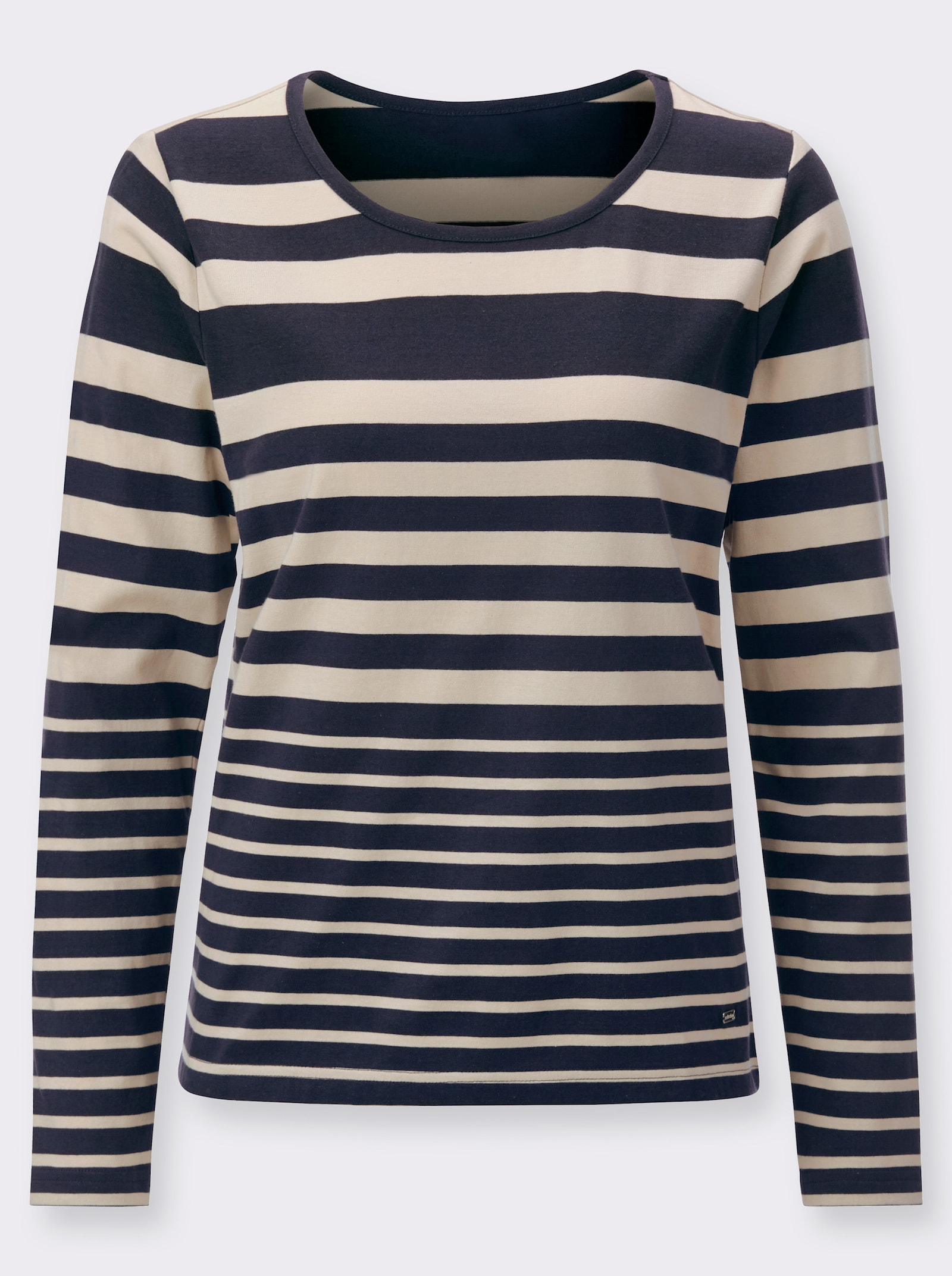 Ringelshirt mit Langarm - marine-sand-geringelt