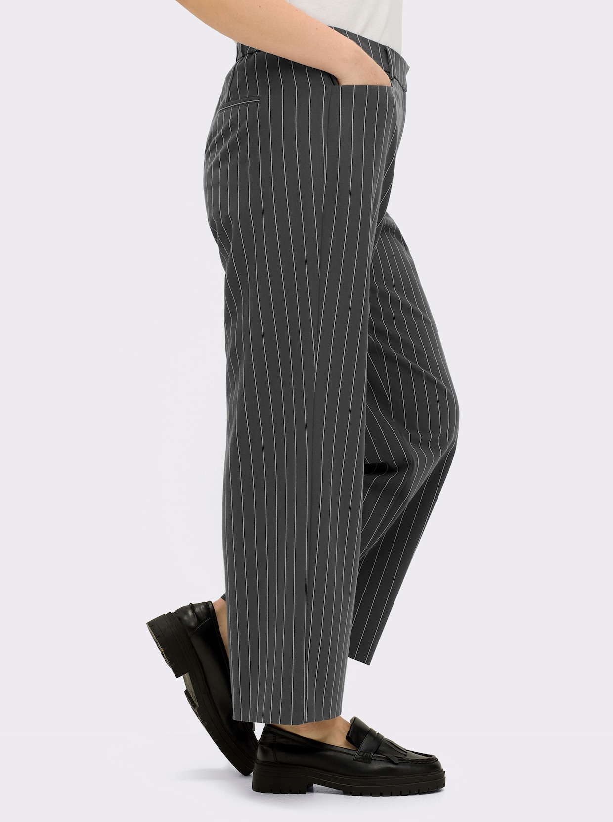 sheego Hose - graphit-hellgrau-gestreift