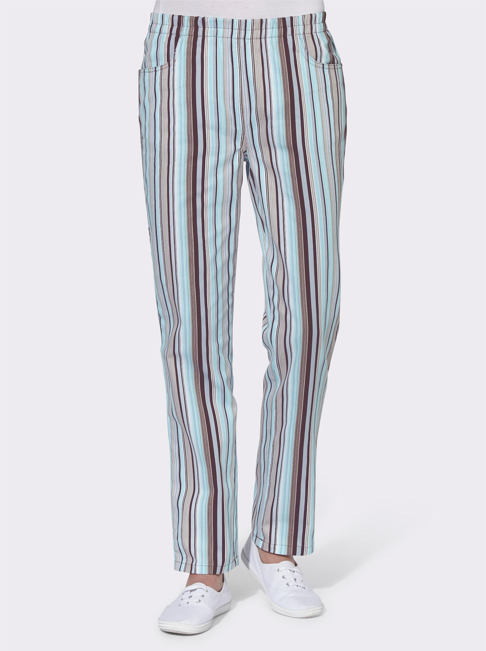 Schlupfhose aus Baumwolle - aqua-gestreift