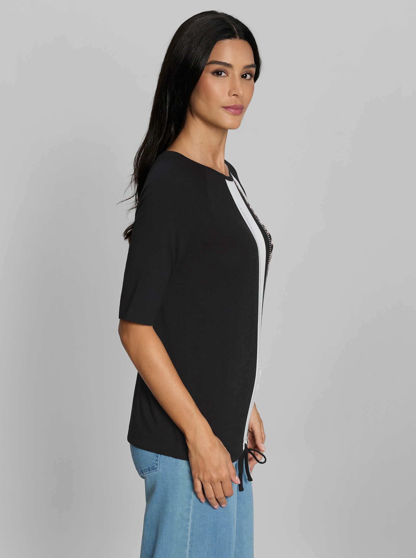 heine Rundhalsshirt mit Print - ecru-schwarz-bedruckt