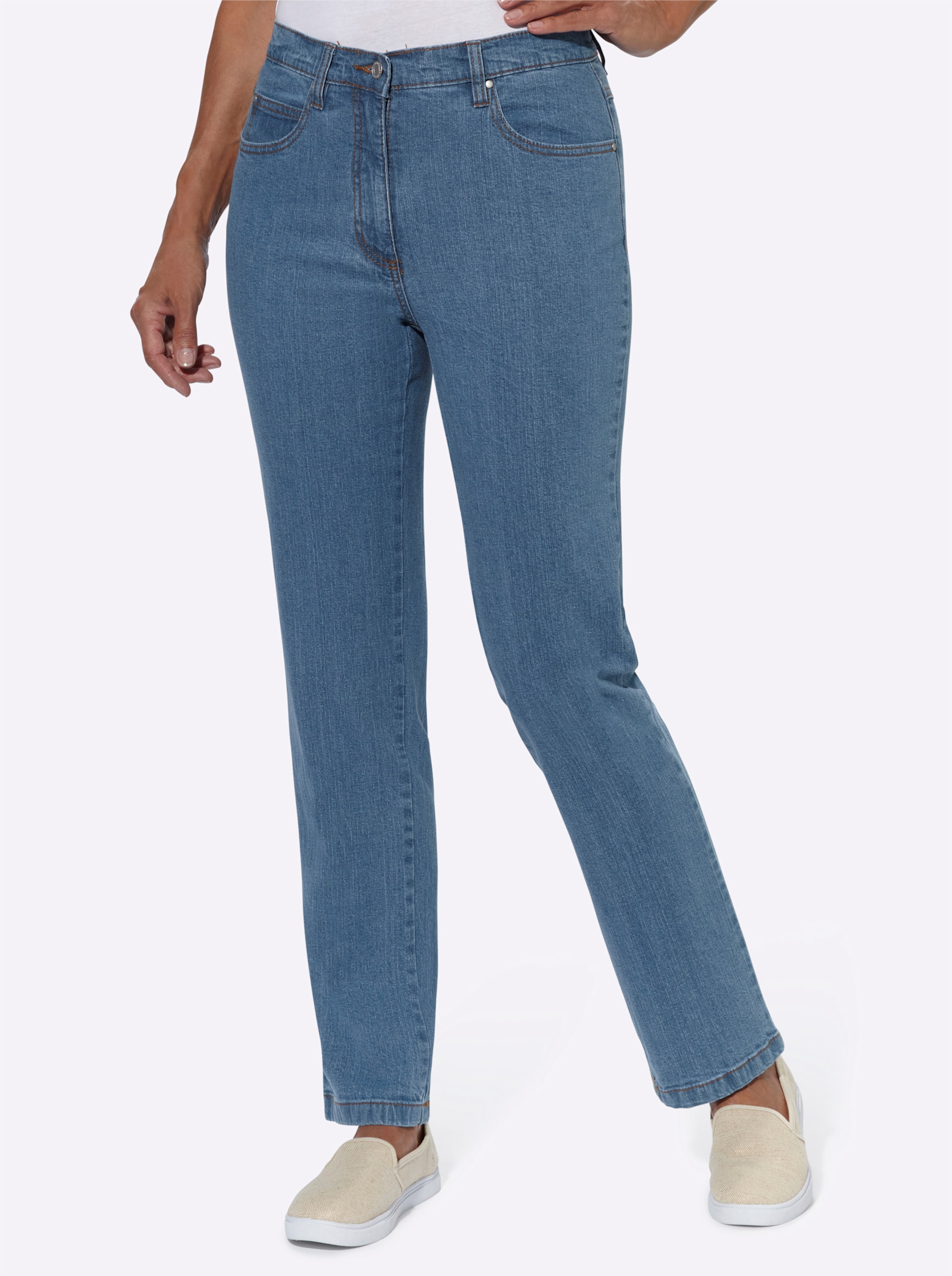 Witt Damen 5-Pocket-Jeans, blue-bleached