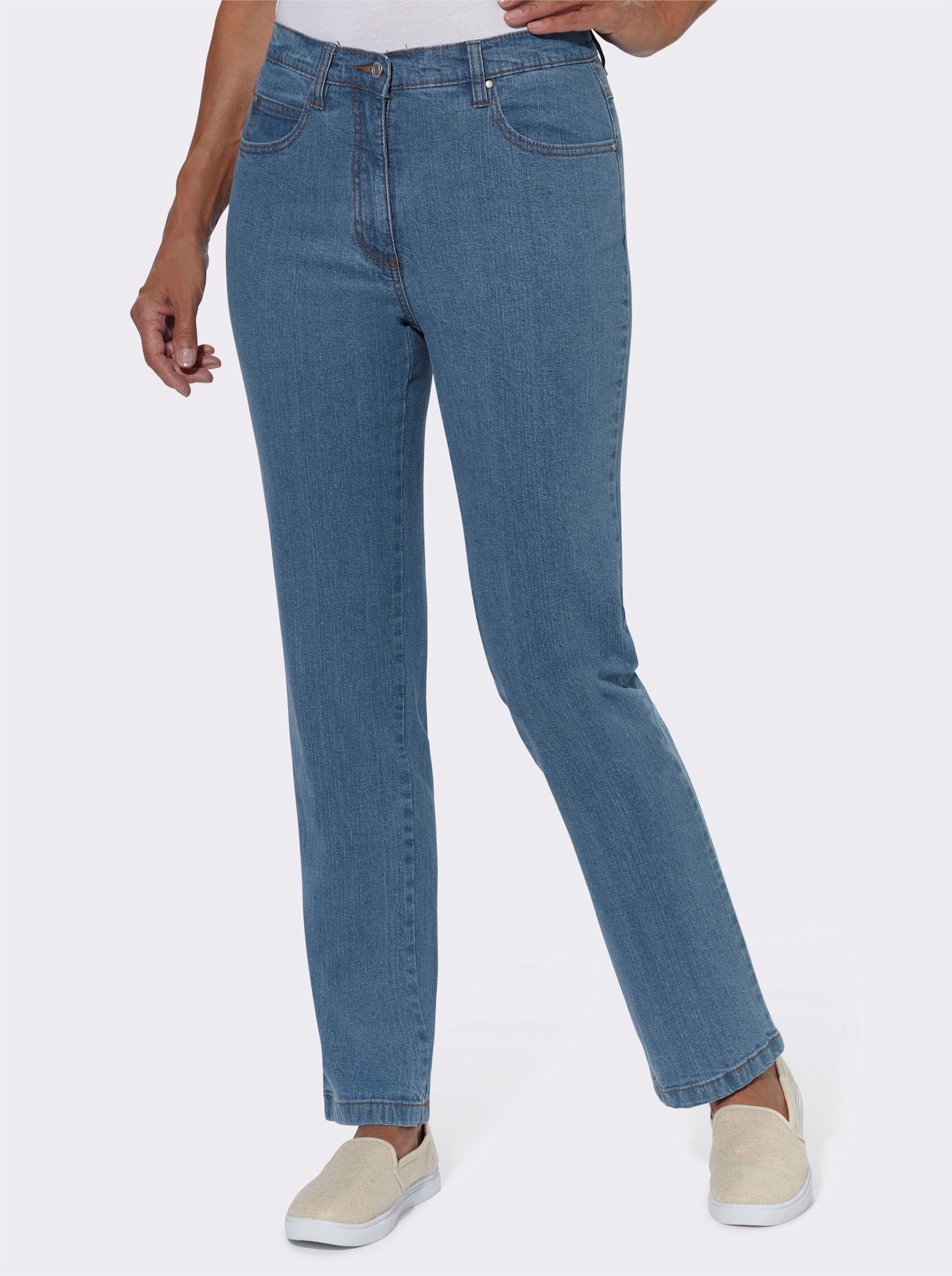 5-pocketjeans met katoenstretch - blue-bleached
