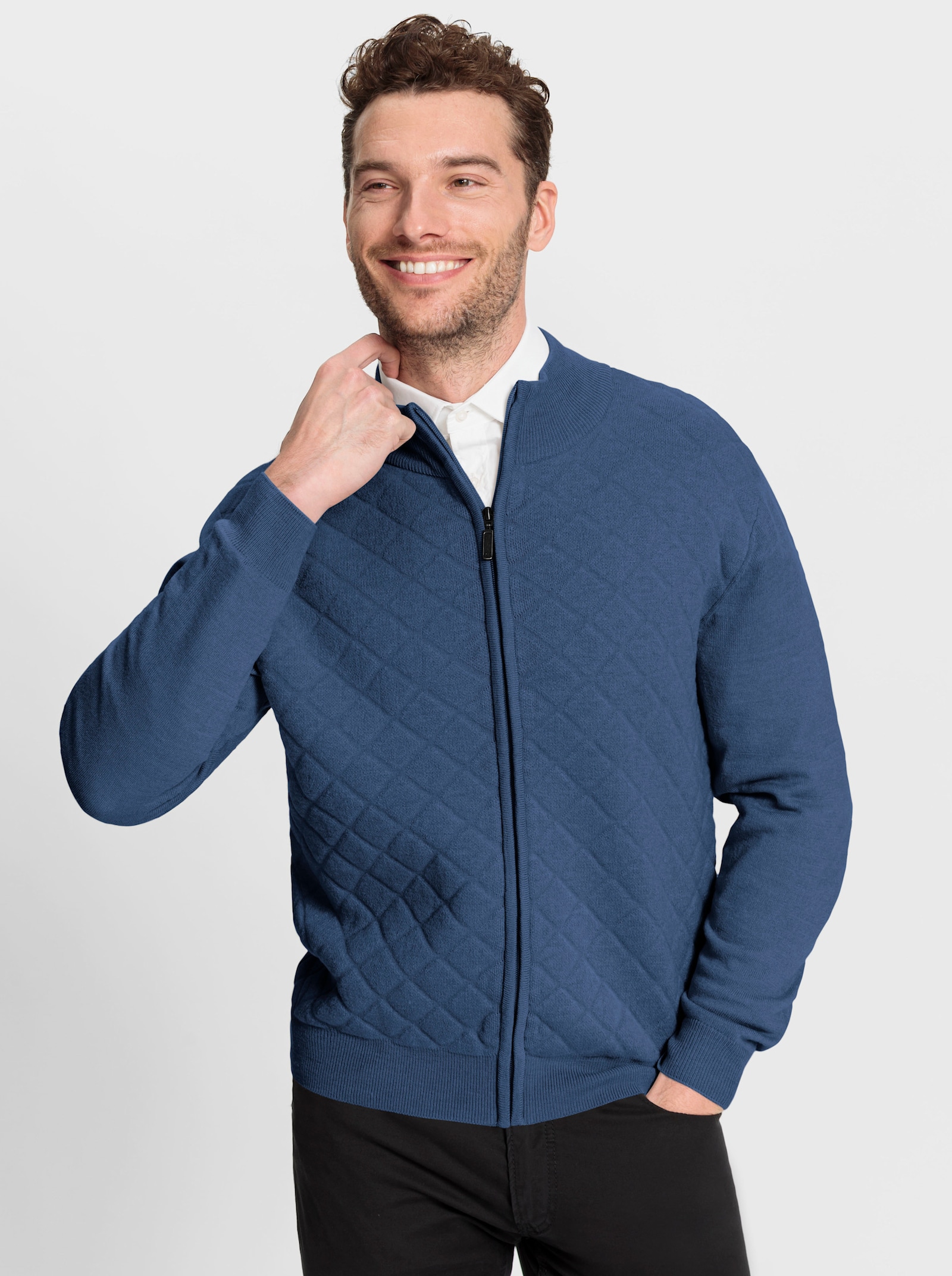 Marco Donati Strickjacke mit Reissverschluss - jeansblau