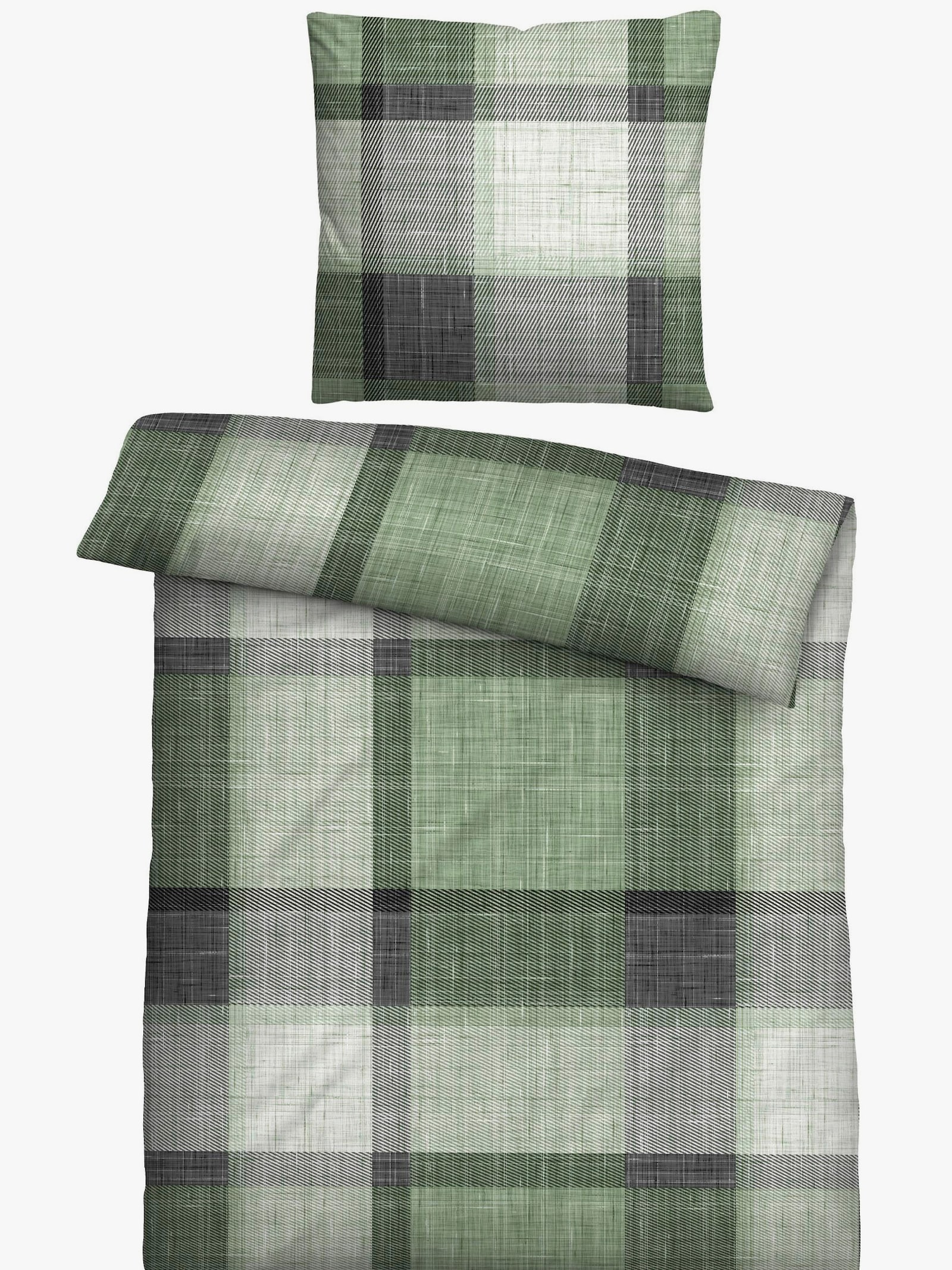 Biberna Bettwäsche - grün-kariert