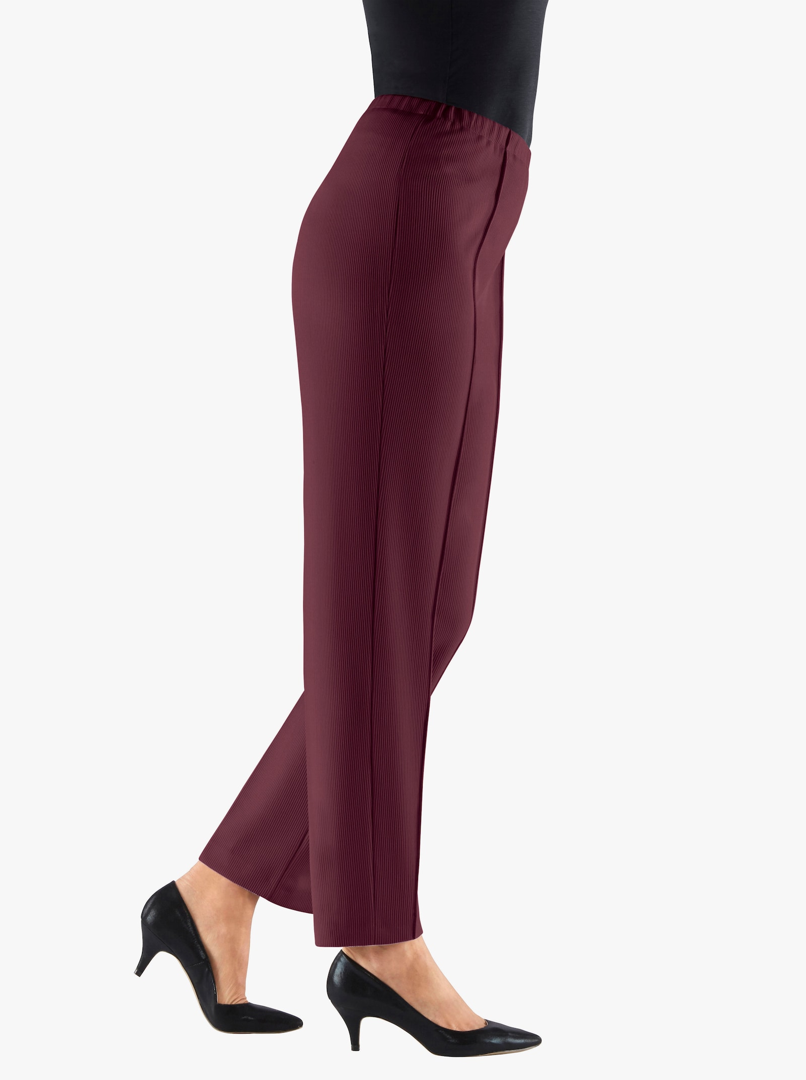 Jerseyhose mit Ripp-Struktur - bordeaux