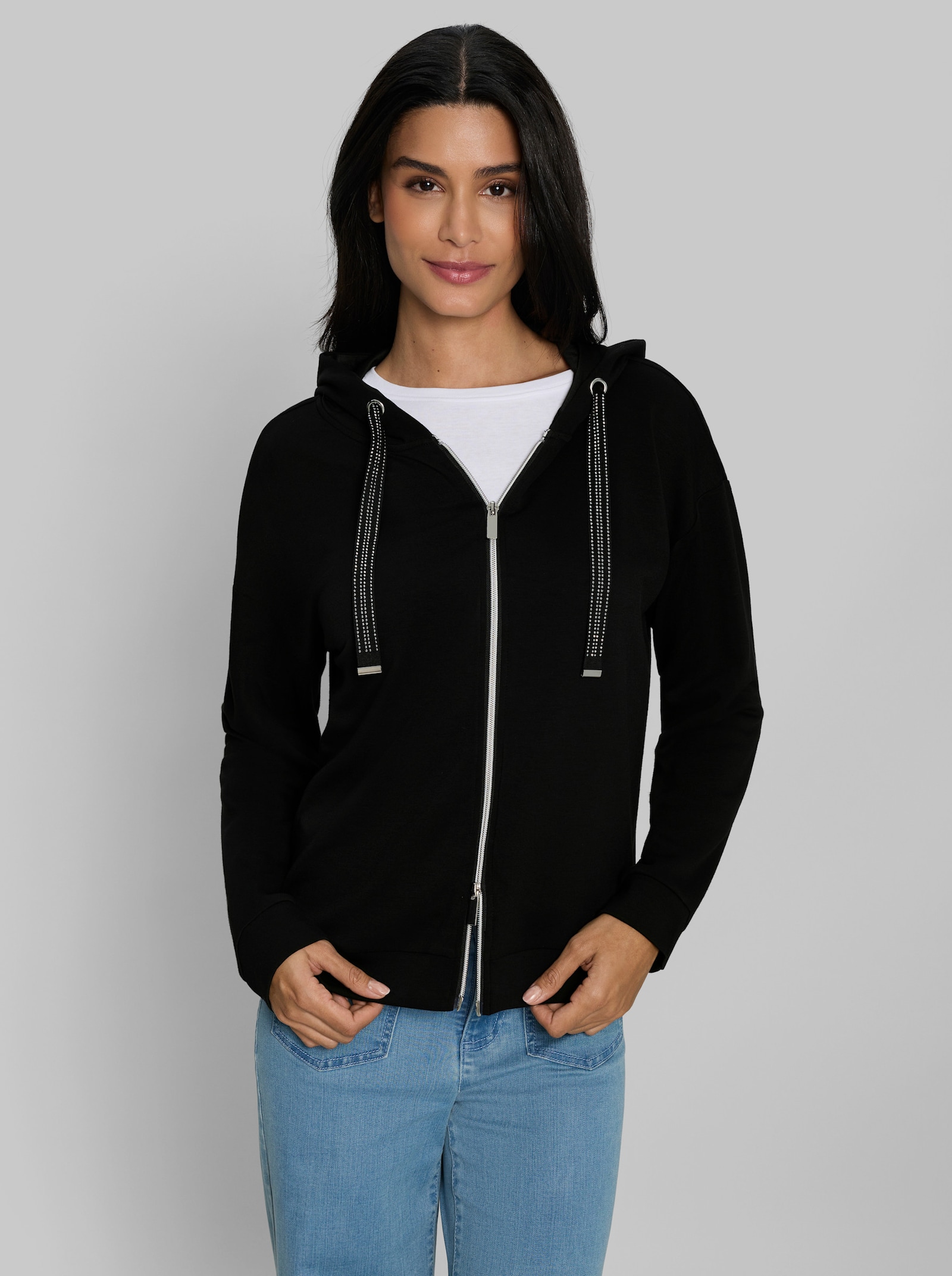 heine Sweatjacke mit Modal - schwarz