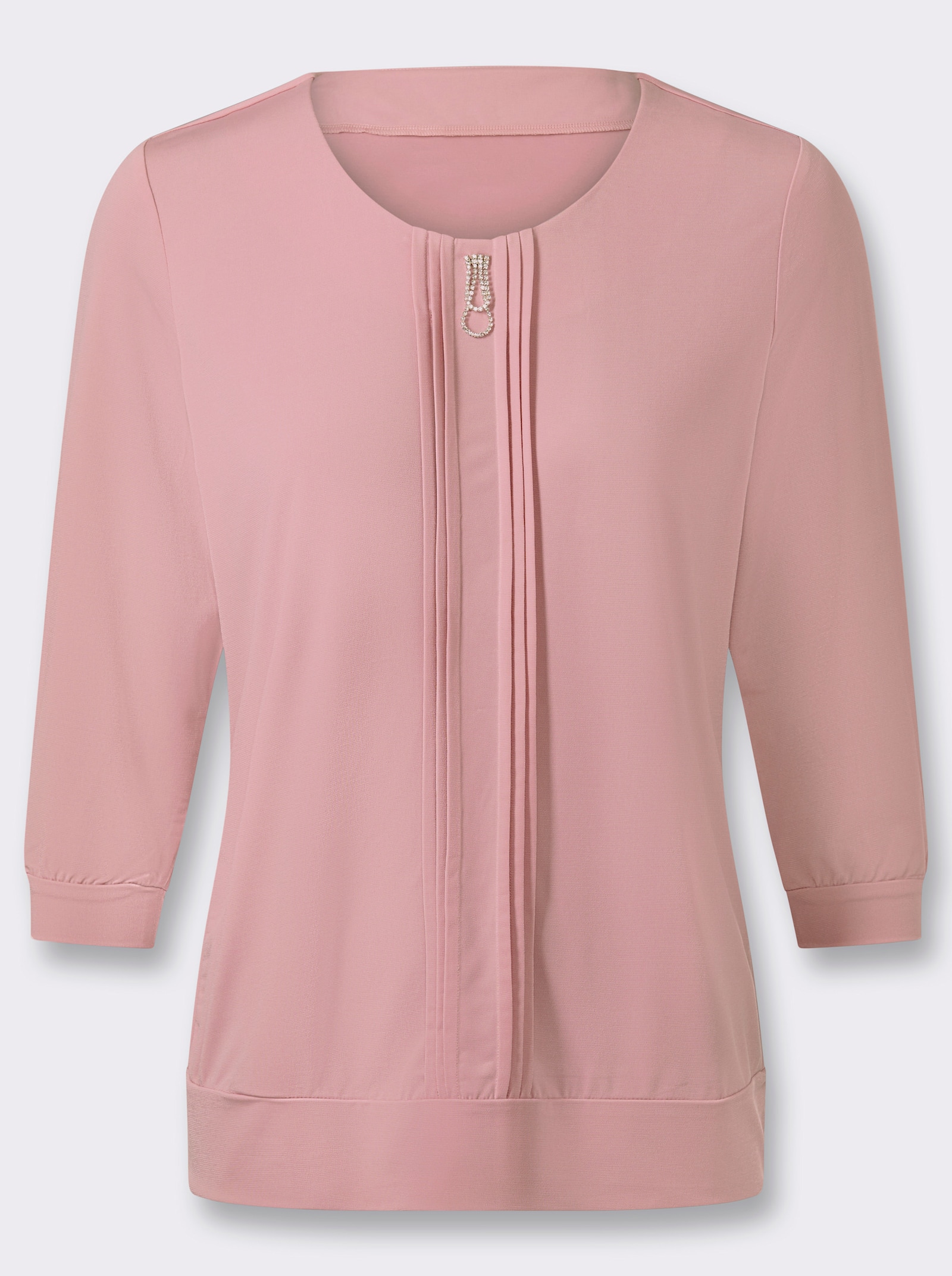 3/4-Arm-Shirt mit Strasssteinchen-Schnalle - rosé