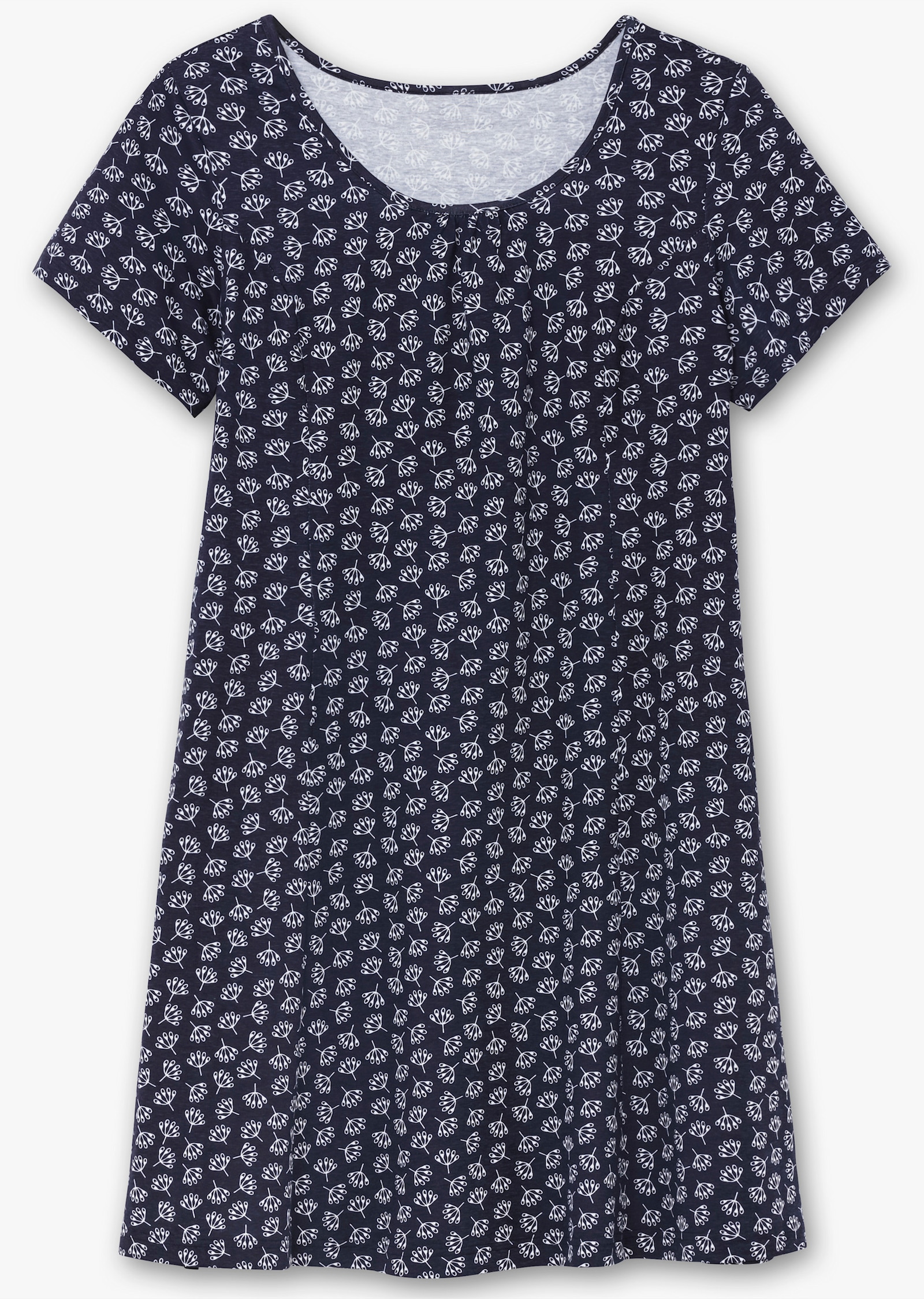 Jerseykleid mit floralem Dessin - marine-ecru-bedruckt