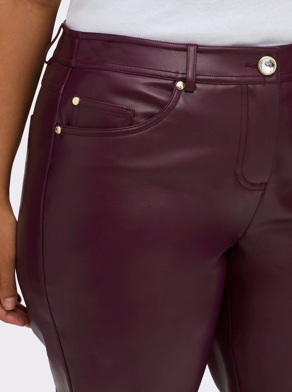 sheego Lederimitathose - burgund