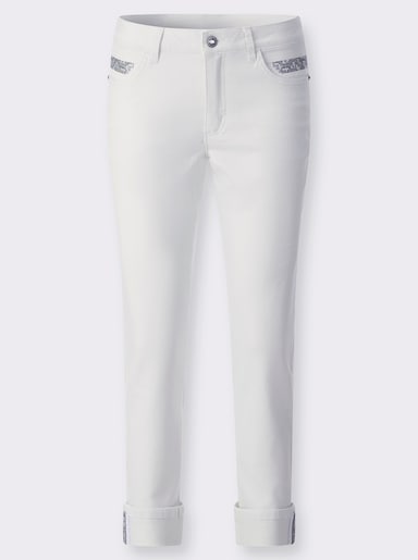 Gerade Jeans mit Ziersteinchen - weiß