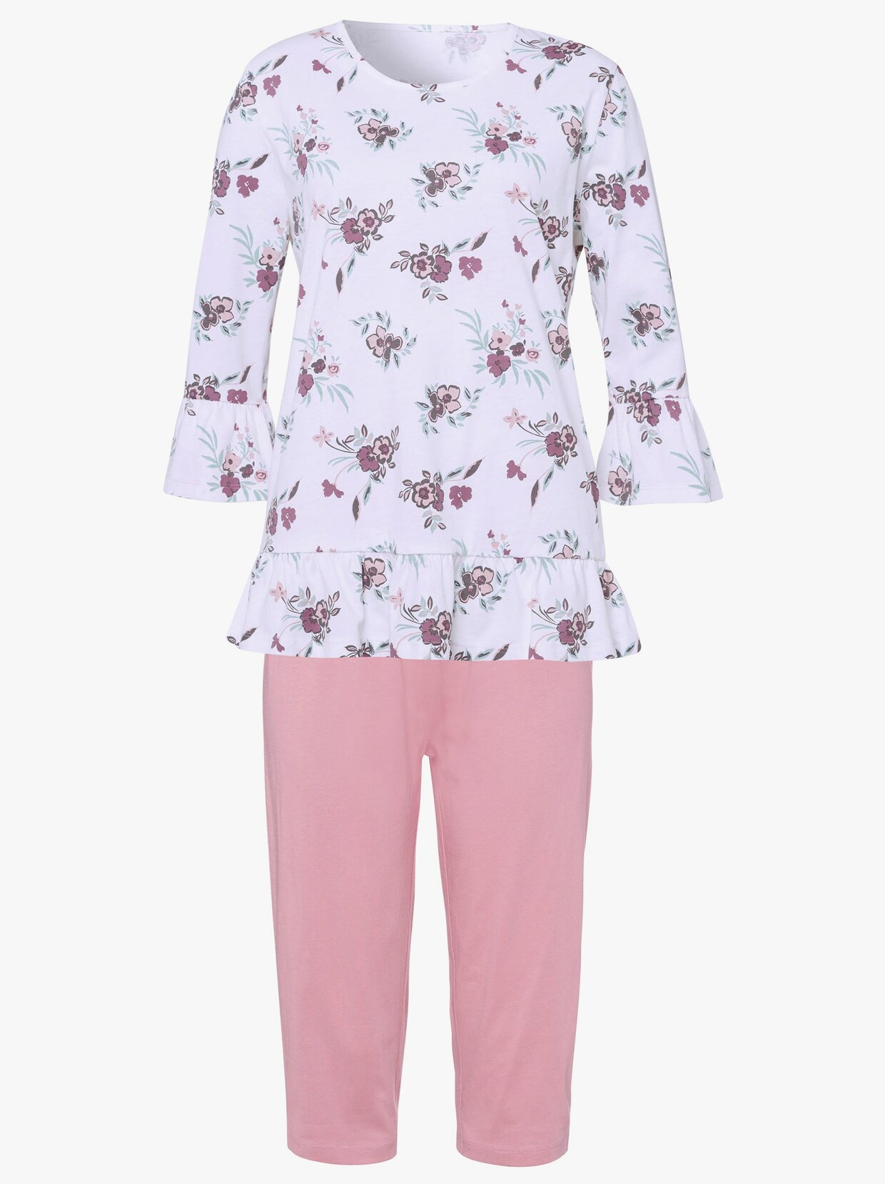 Capri-pyjama - ecru/hortensia gedessineerd