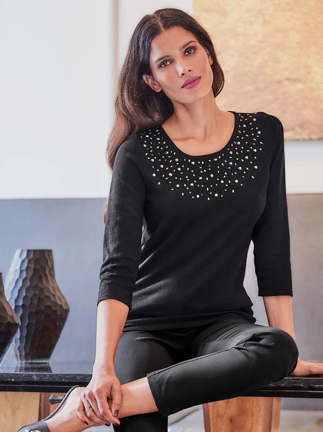 Ashley Brooke Pullover - schwarz