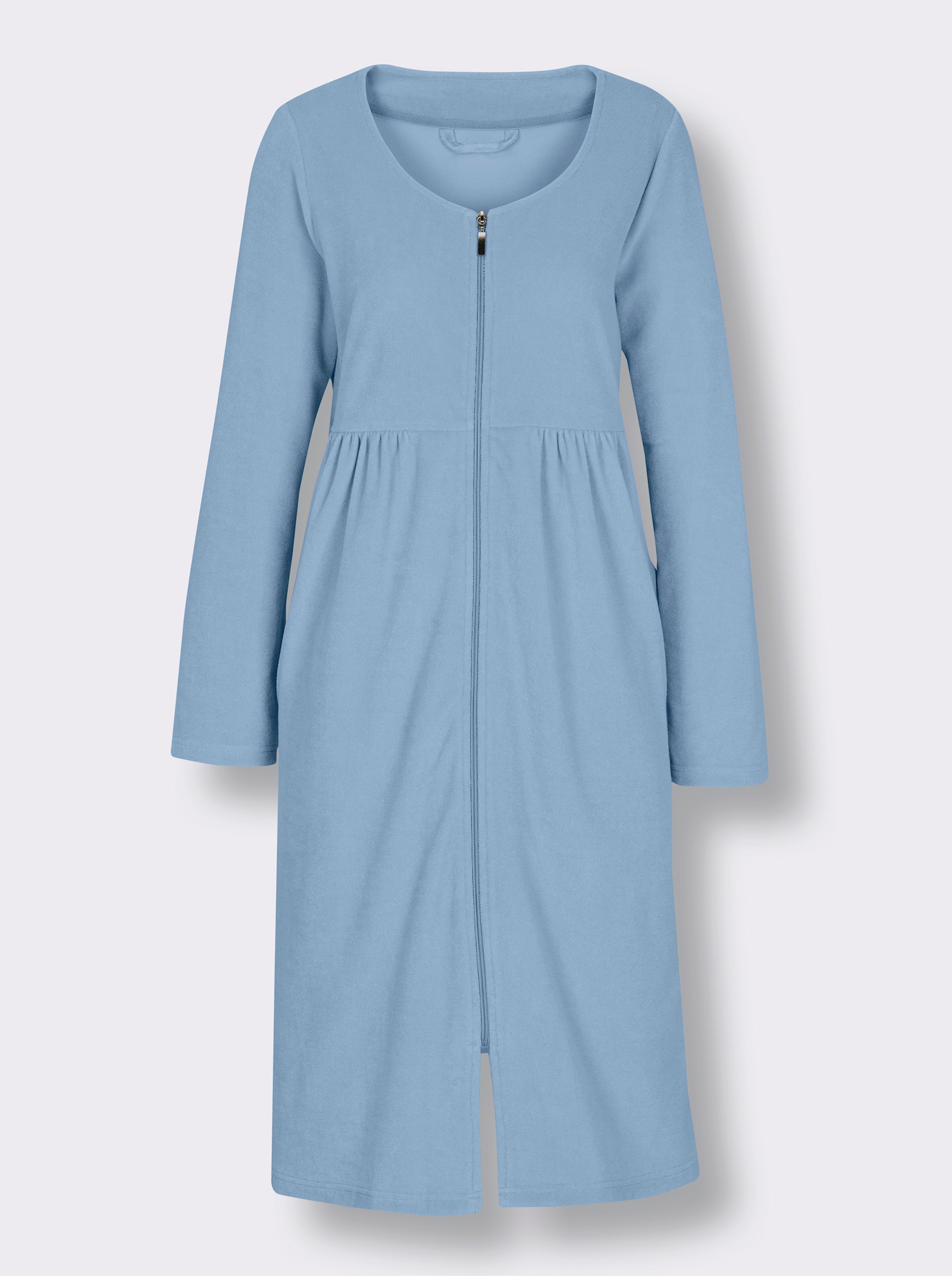 feel good Damenbademantel mit Reißverschluss - eisblau