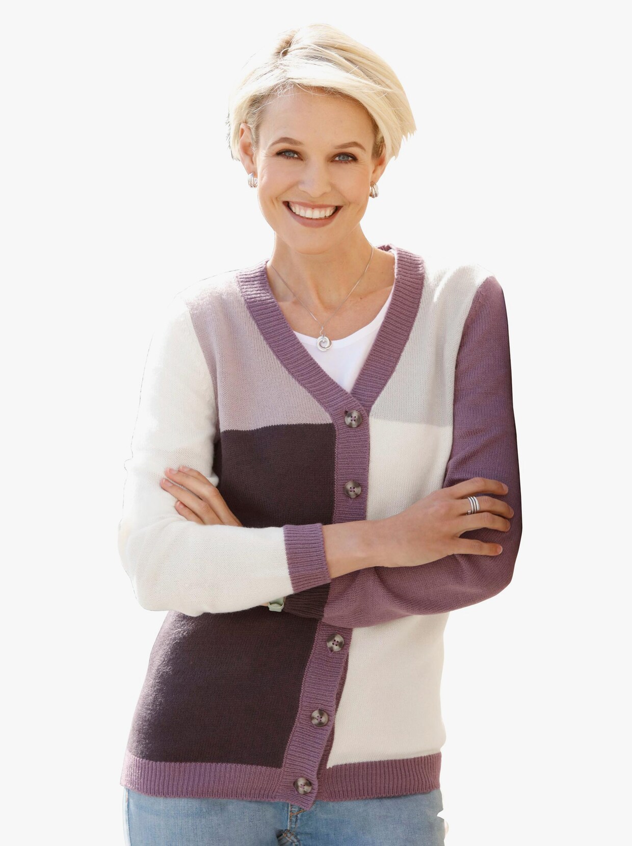 Pletený sveter - Baklažánovo-fialový vzor