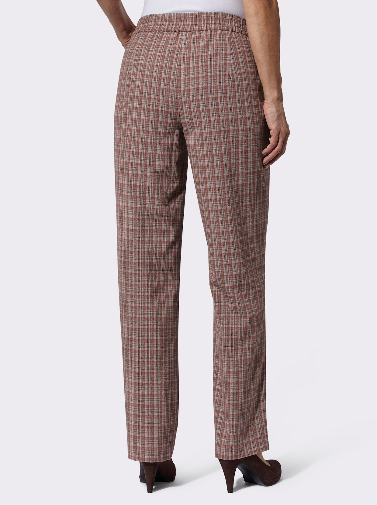 Geruite broek - roodbruin/rozenkwarts geruit