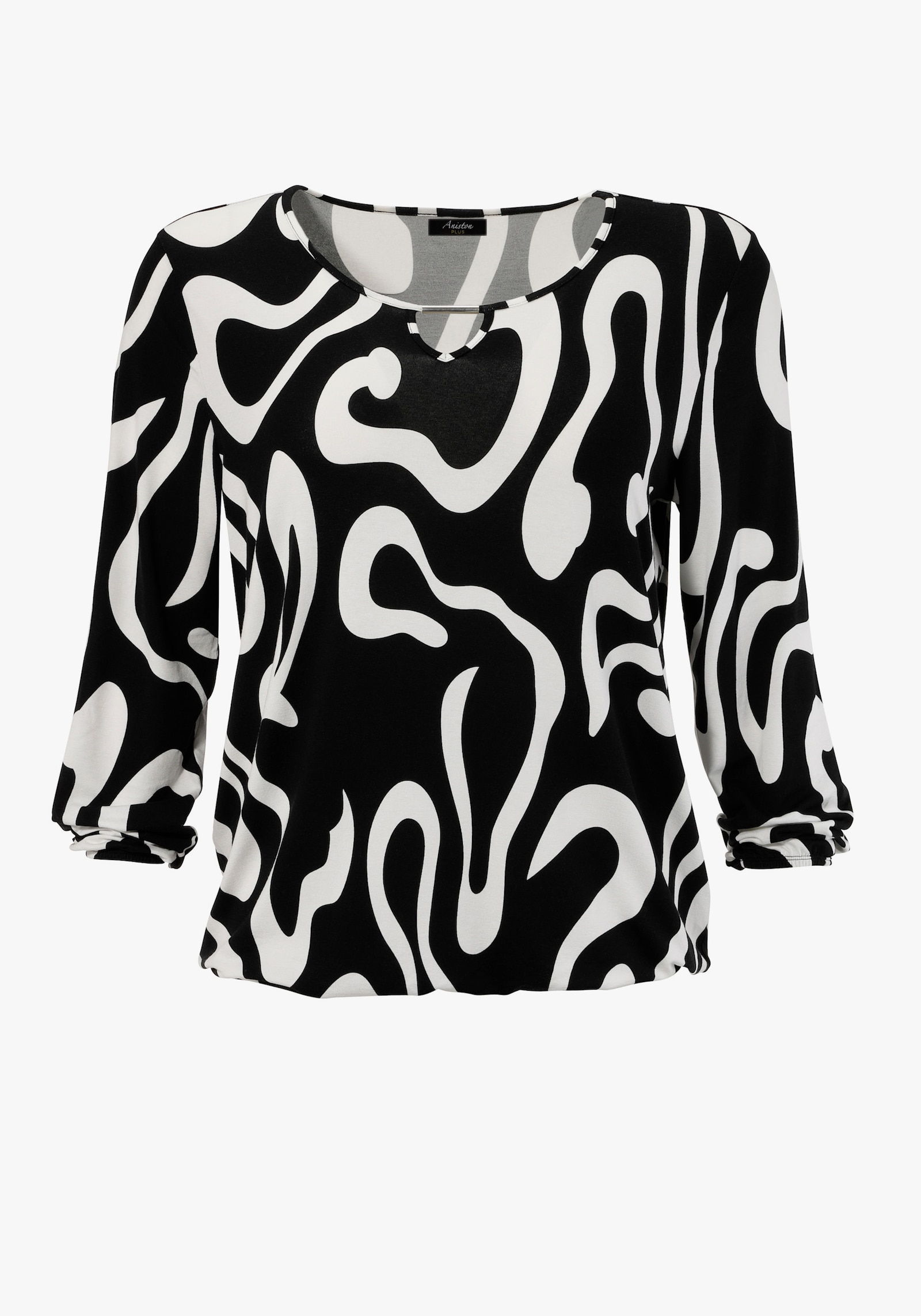 Aniston PLUS Langarmshirt - schwarz-weiß