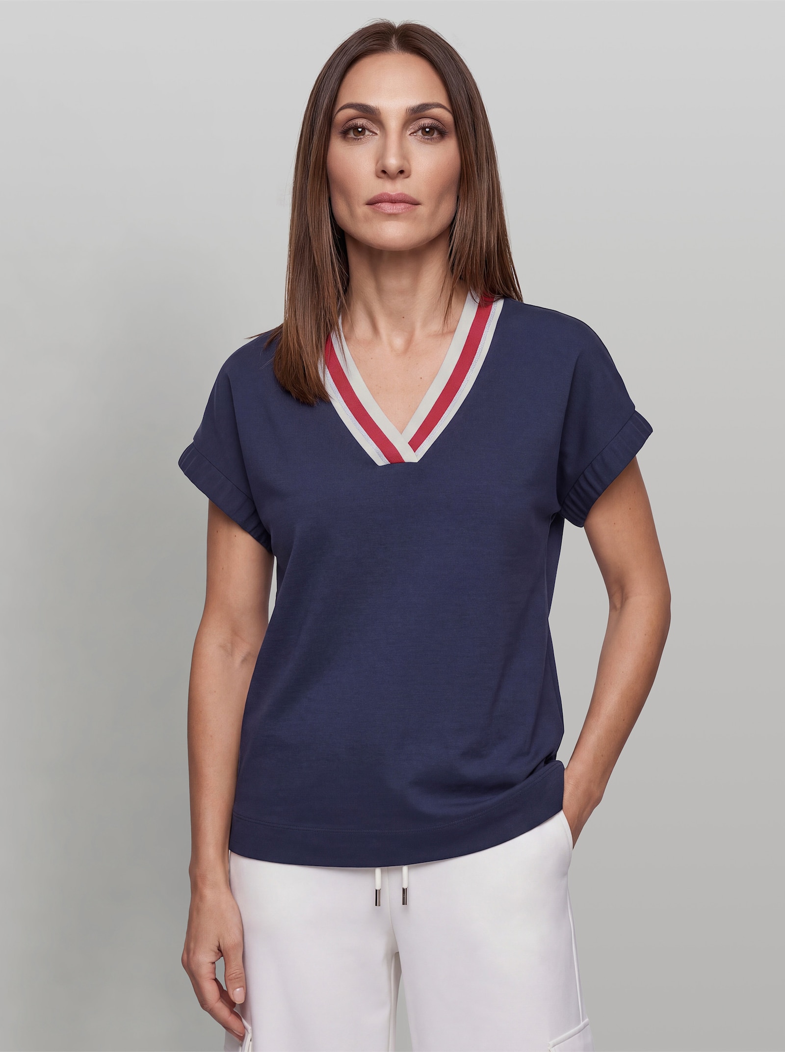 heine Sweatshirt mit Glitzer-Streifen - marine-rot
