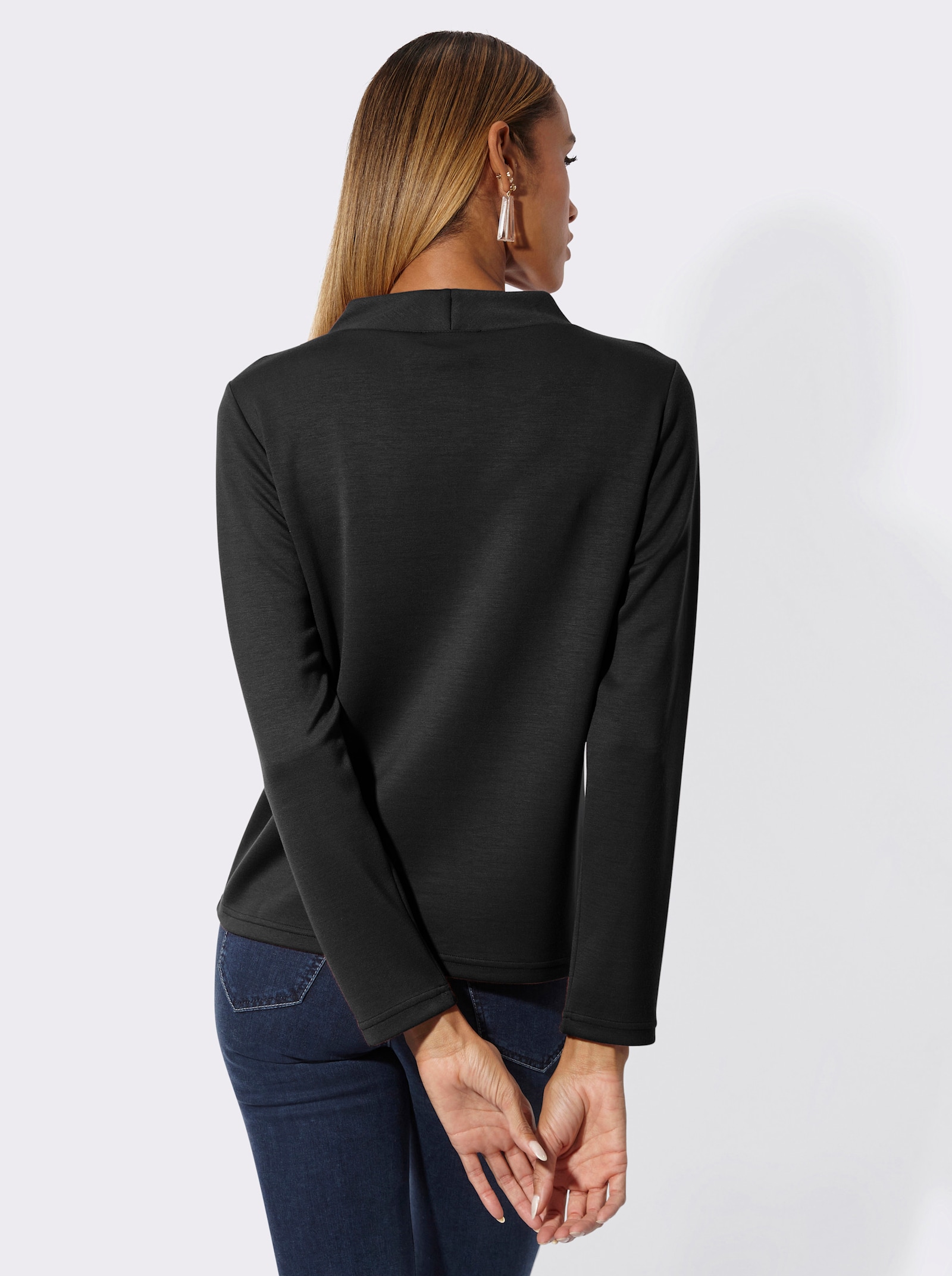 Sweatshirt mit Glitzersteinchen-Verzierung - schwarz