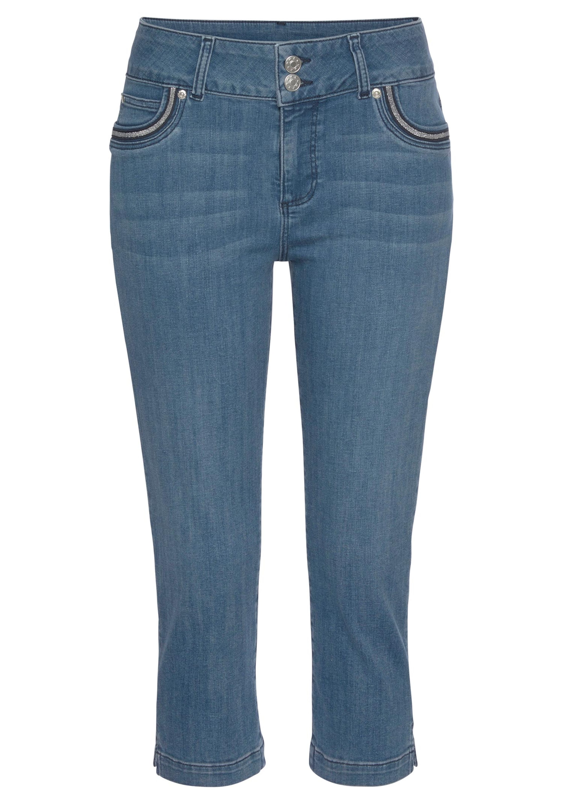 Damenmode Jeans LASCANA Caprijeans in blue-washed 