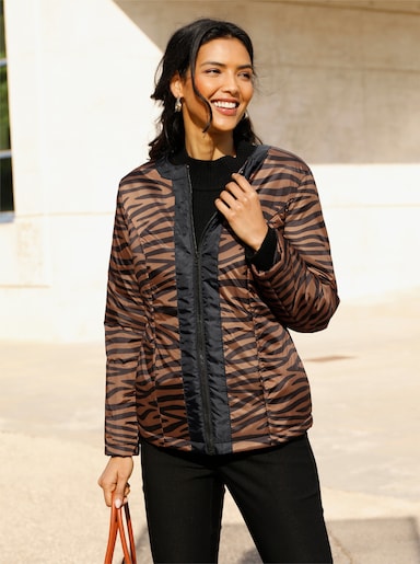 Jacke - cognac-schwarz-bedruckt
