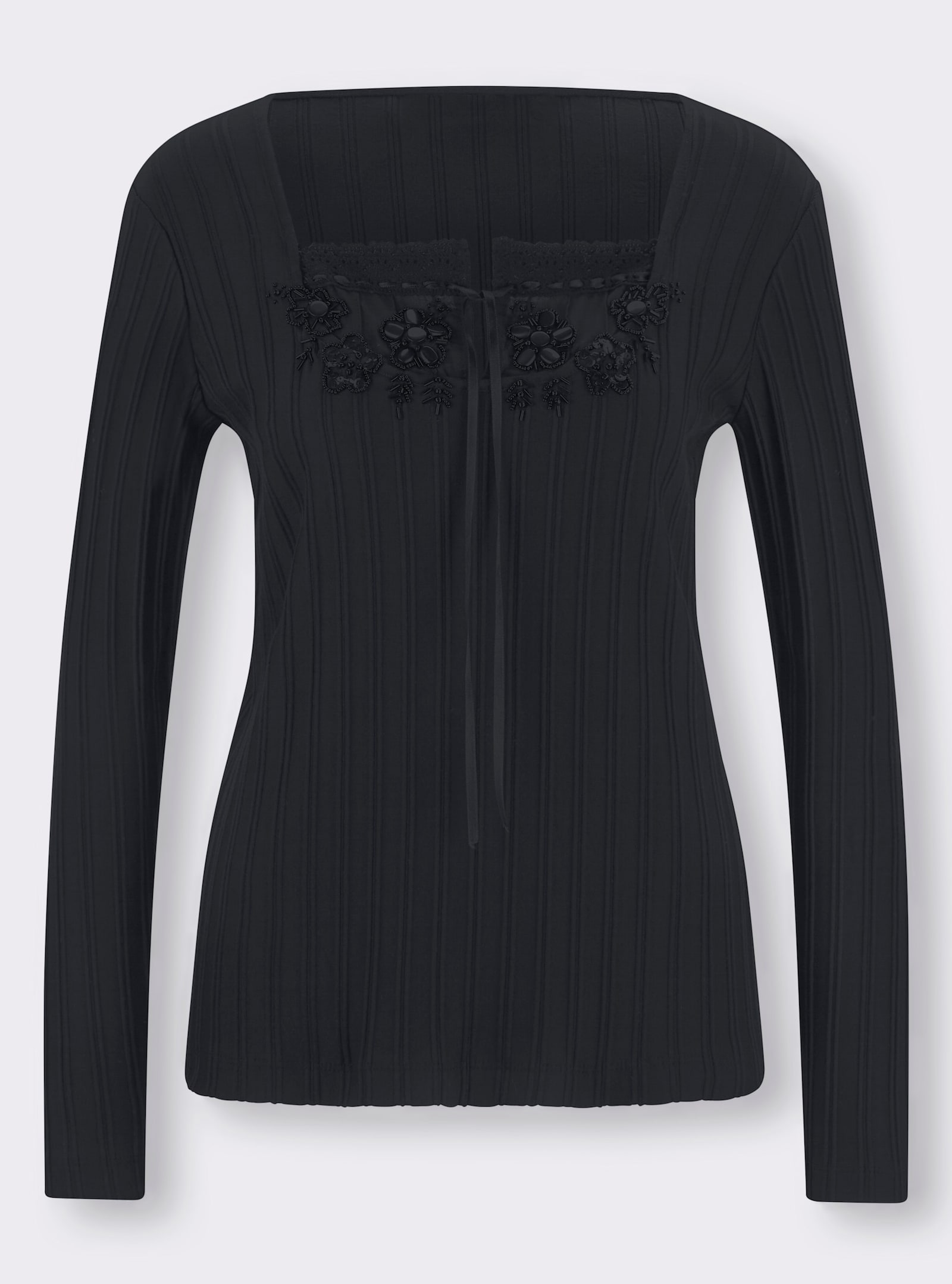 heine Langarmshirt mit Häkeleinsatz - marine