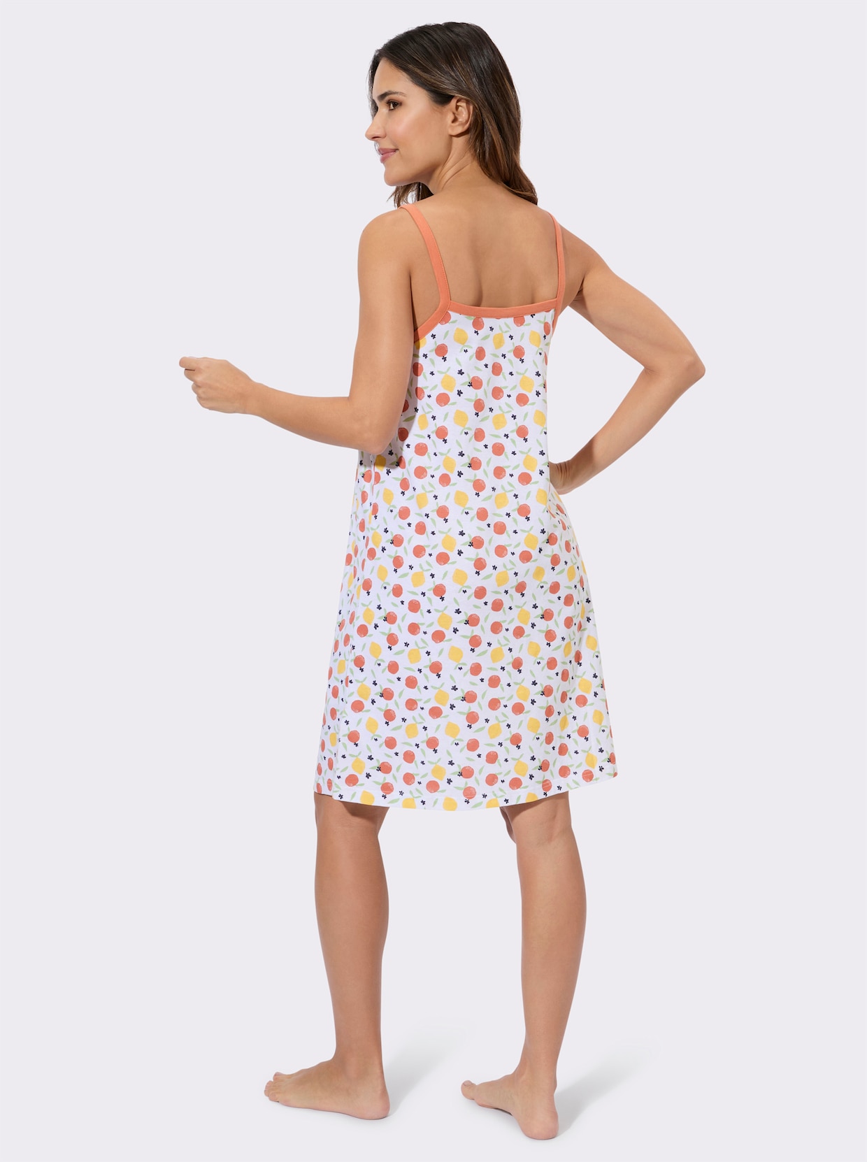 Nachthemd mit schmalen Trägern - weiß-bedruckt