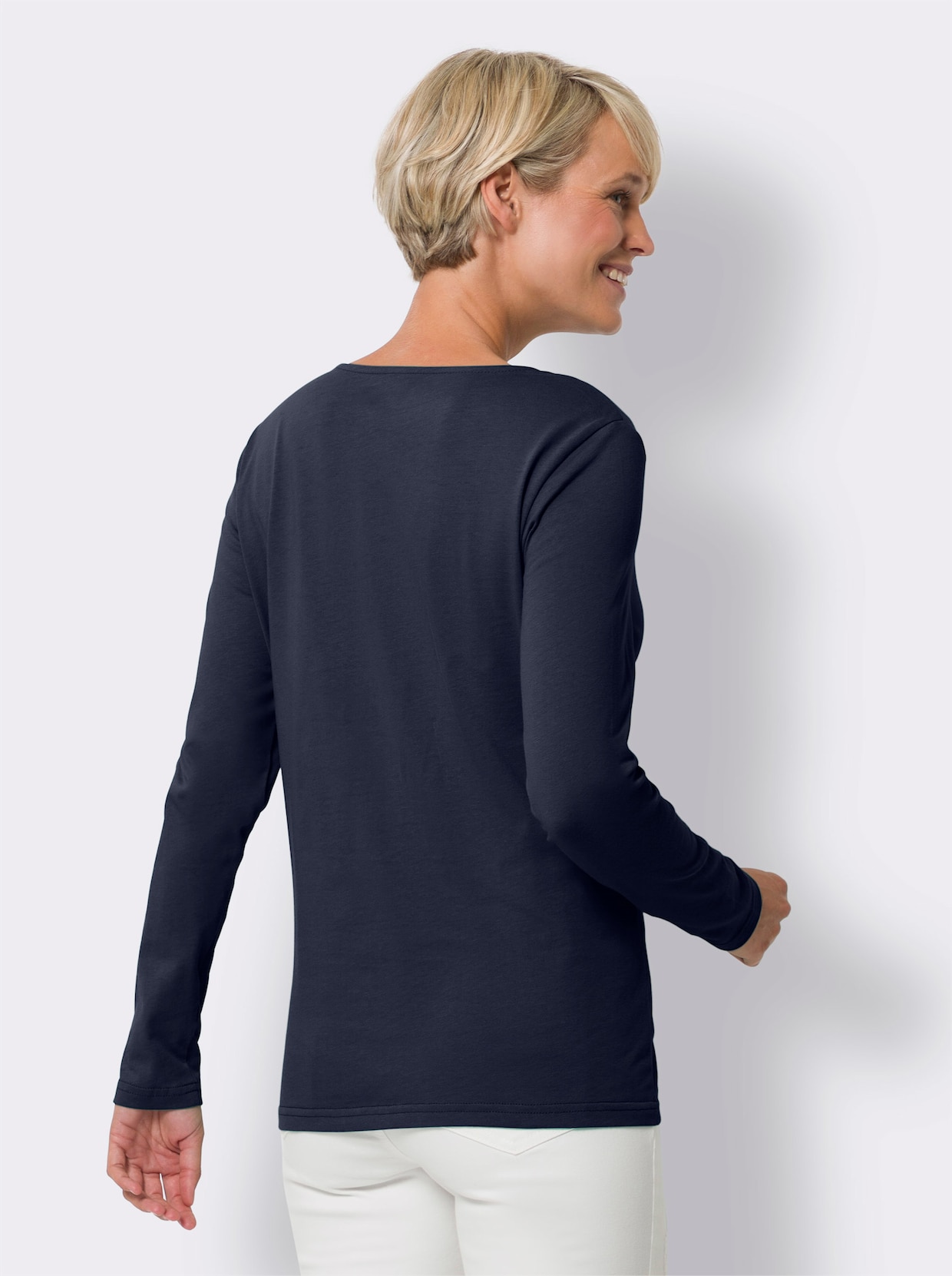 2-in-1-shirt - marine/wit