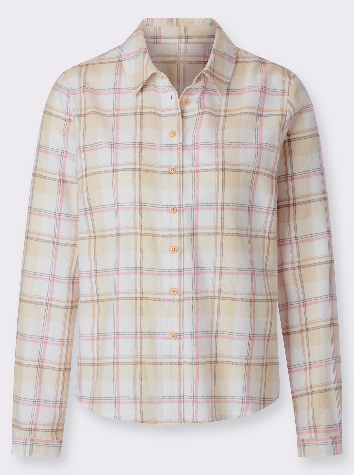 Flanellen blouse - ecru/oudroze geruit