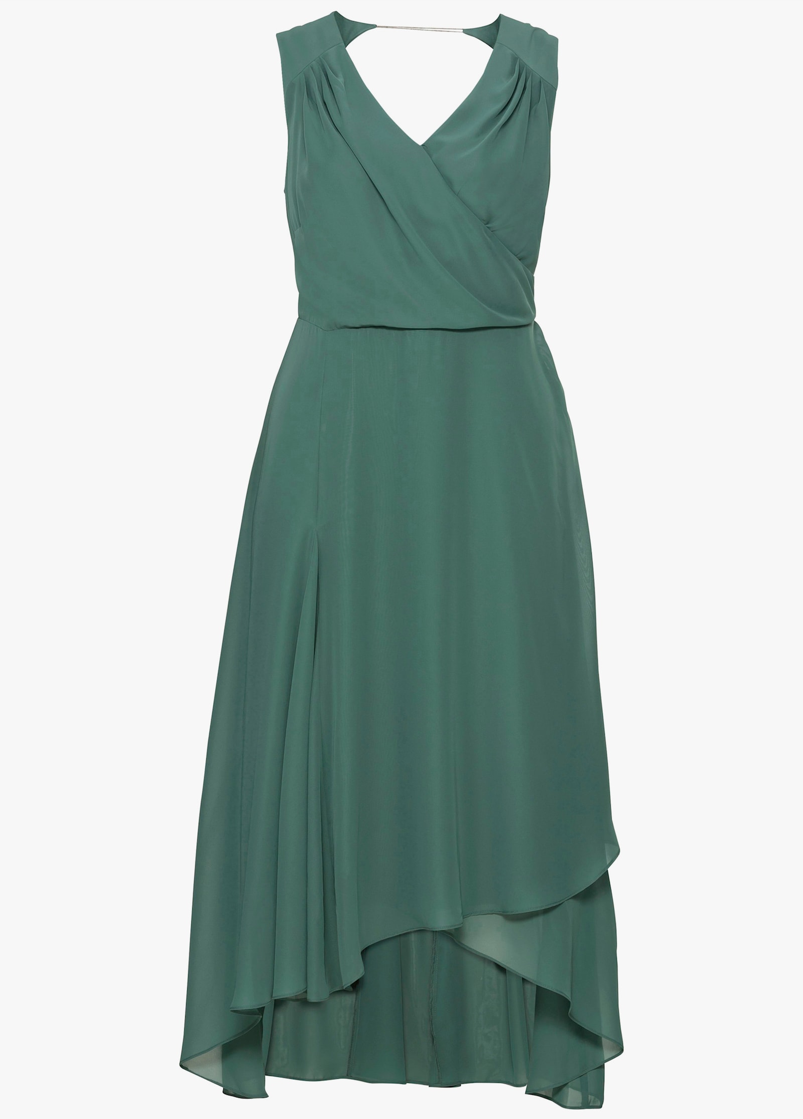 sheego Robe de soirée effet cache-cœur, en mousseline - vert opale