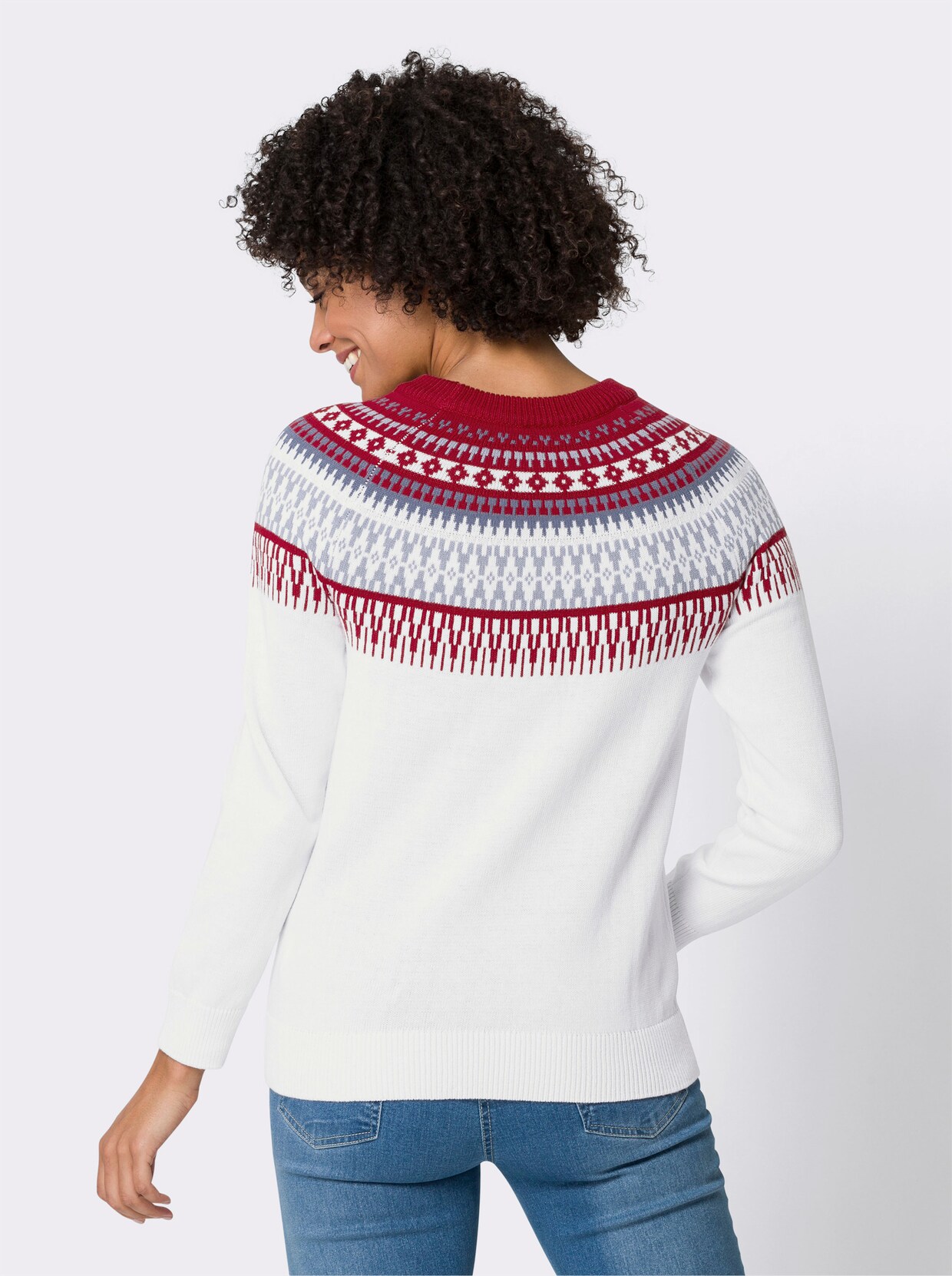 Norwegerpullover - ecru-gemustert